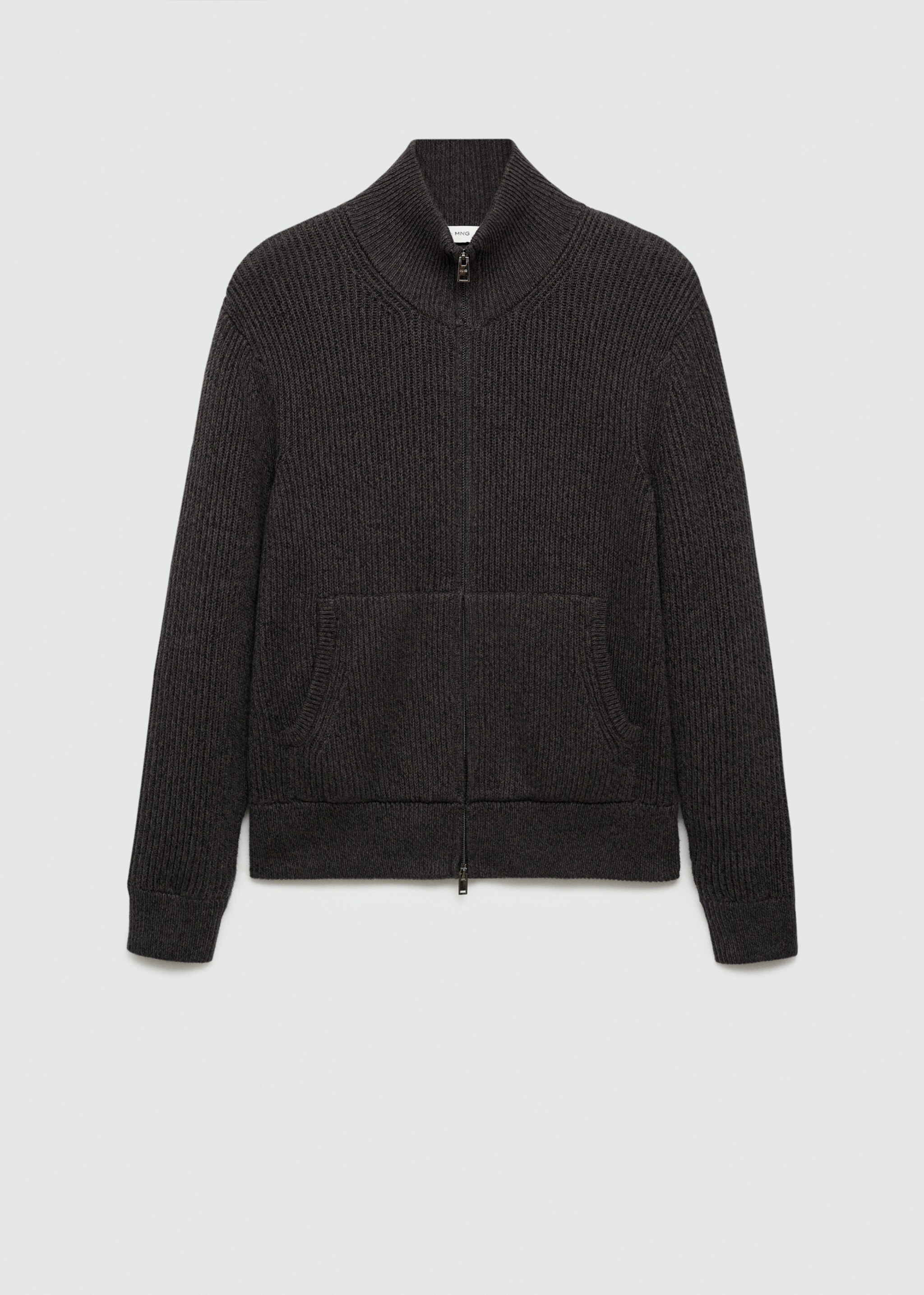 Pullover maglia spessa coste zip - Articolo senza modello, Grigio antracite. Ref: 77065975-00.