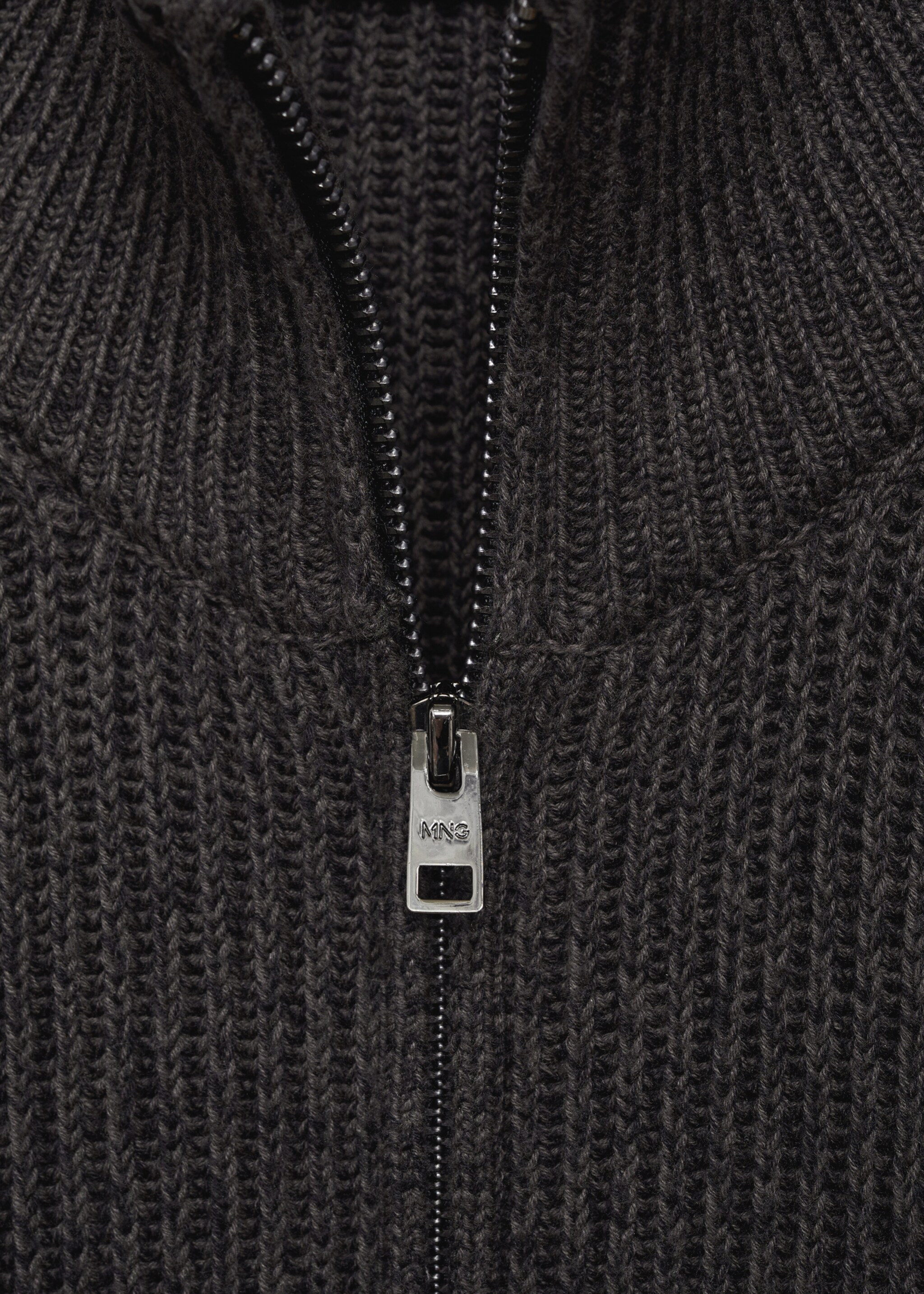 Pullover maglia spessa coste zip - Dettaglio dell'articolo 8, Grigio antracite. Ref: 77065975-00.