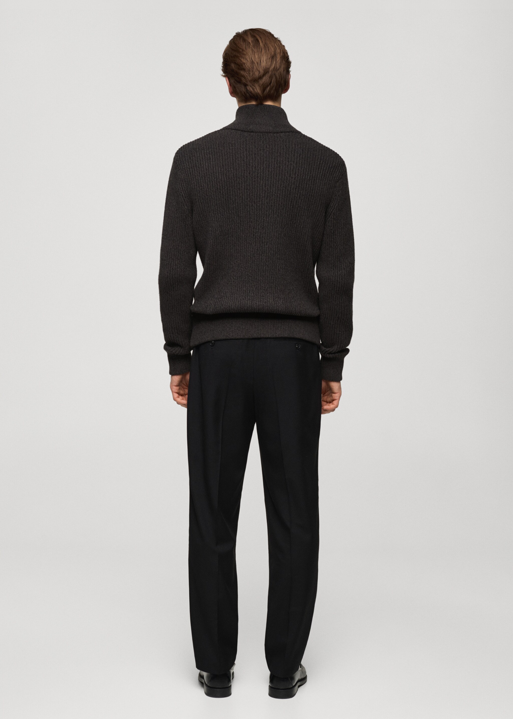 Pullover maglia spessa coste zip - Retro dell'articolo, Grigio antracite. Ref: 77065975-00.