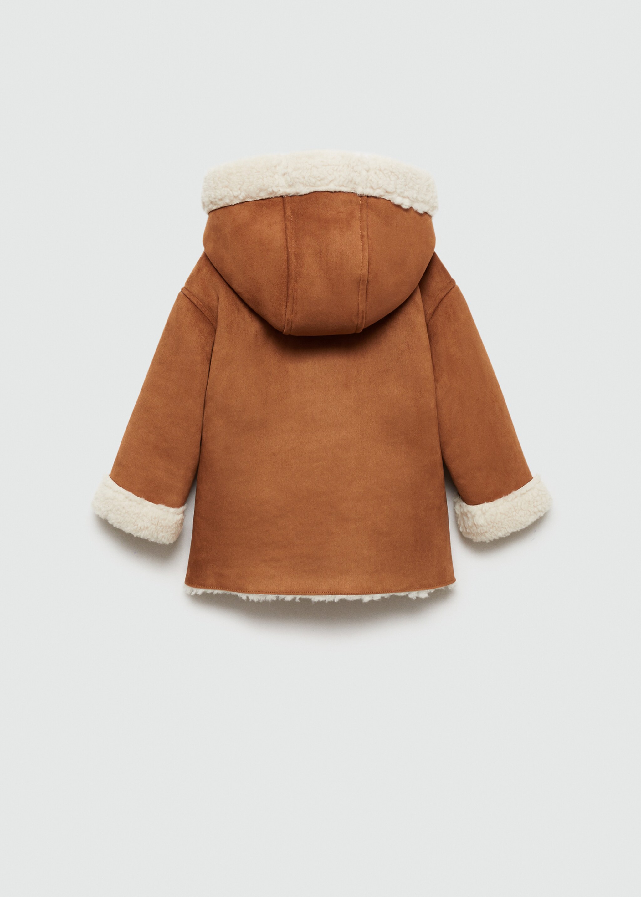 Mantel aus Velours mit Kunstshearling - Rückseite des Artikels, Mittelbraun. Ref: 77065976-00.