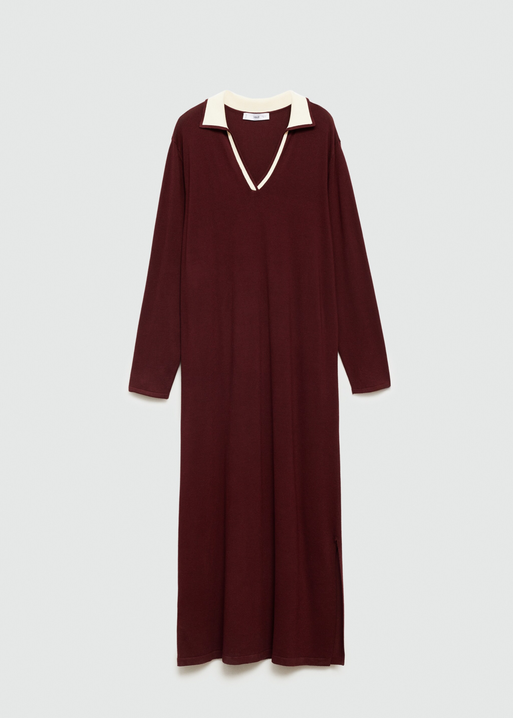 Contrast collar knit dress - Article without model, Burgundy. Ref: 77065977-00.