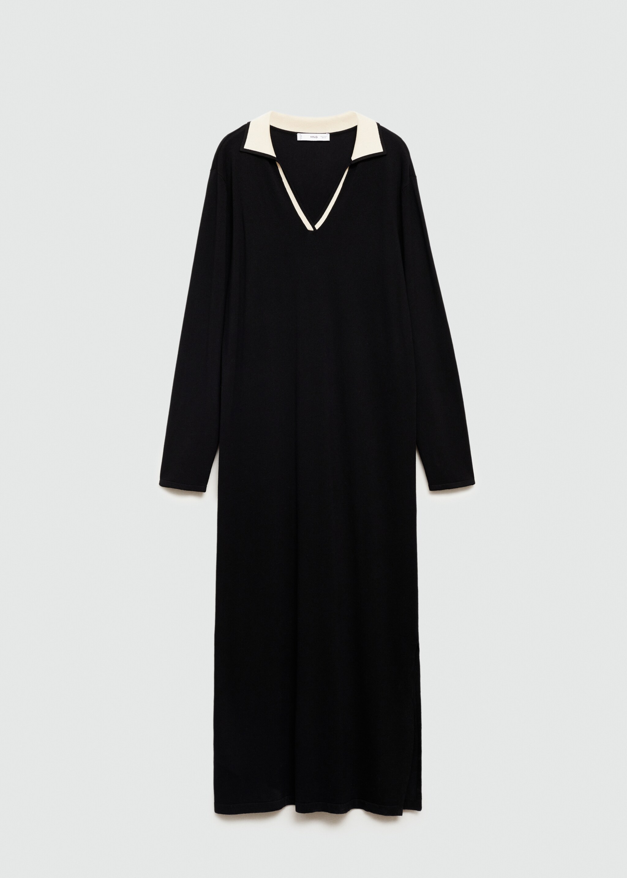 Contrast collar knit dress - Article without model, Black. Ref: 77065977-00.