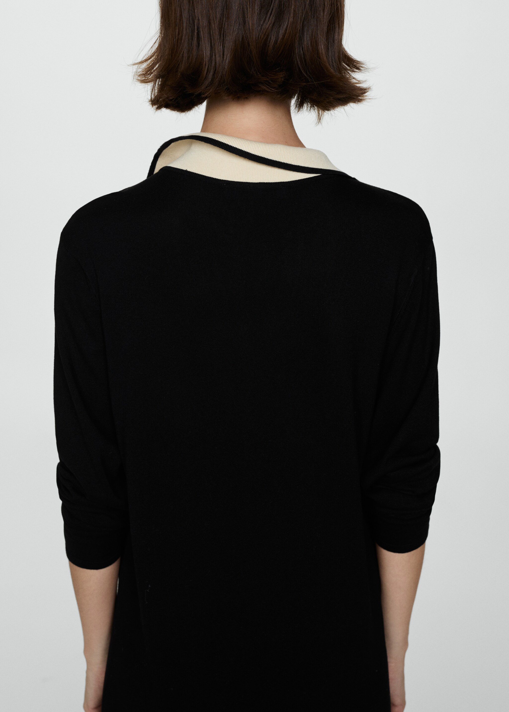 Contrast collar knit dress - Details of the article 6, Black. Ref: 77065977-00.
