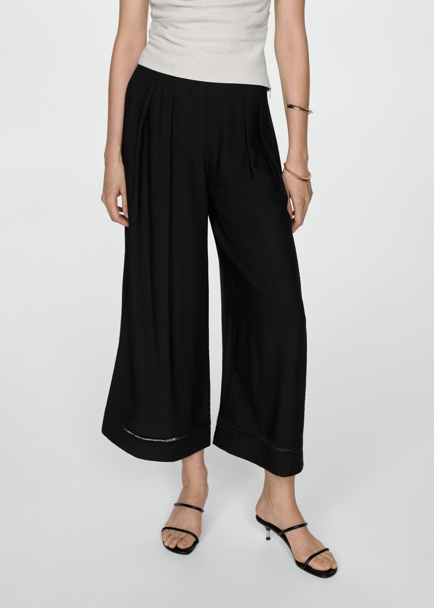 Wideleg pleated trousers - Medium plane