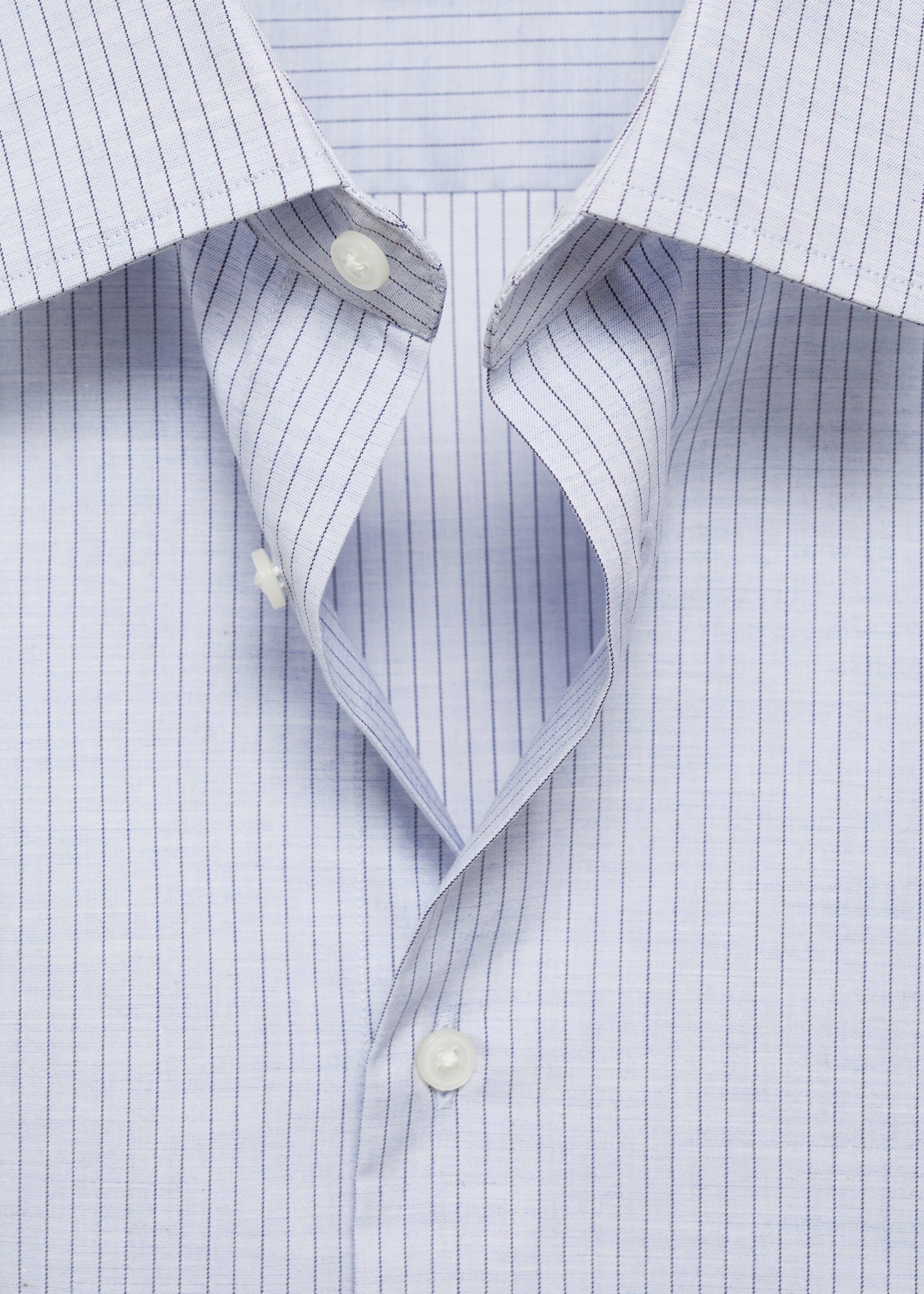 Camisa algodón slim fit raya diplomática - Detalle del artículo 8, Azul celeste. Ref: 77065980-00.
