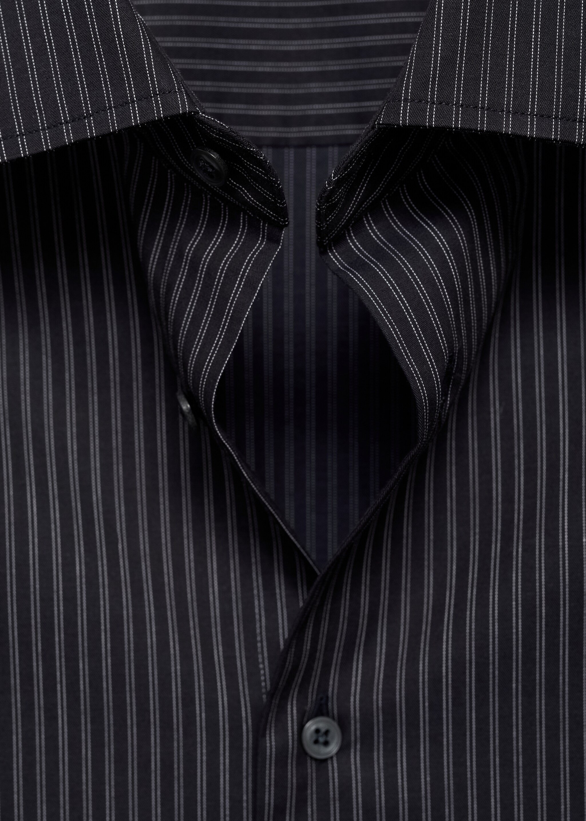 Camisa algodón slim fit raya diplomática - Detalle del artículo 8, Gris. Ref: 77065980-00.