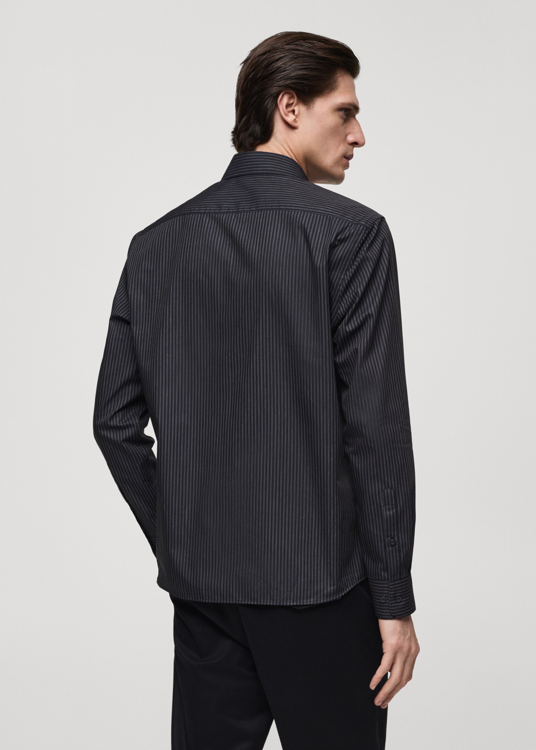 Camisa algodón slim fit raya diplomática - Reverso del artículo, Gris. Ref: 77065980-00.