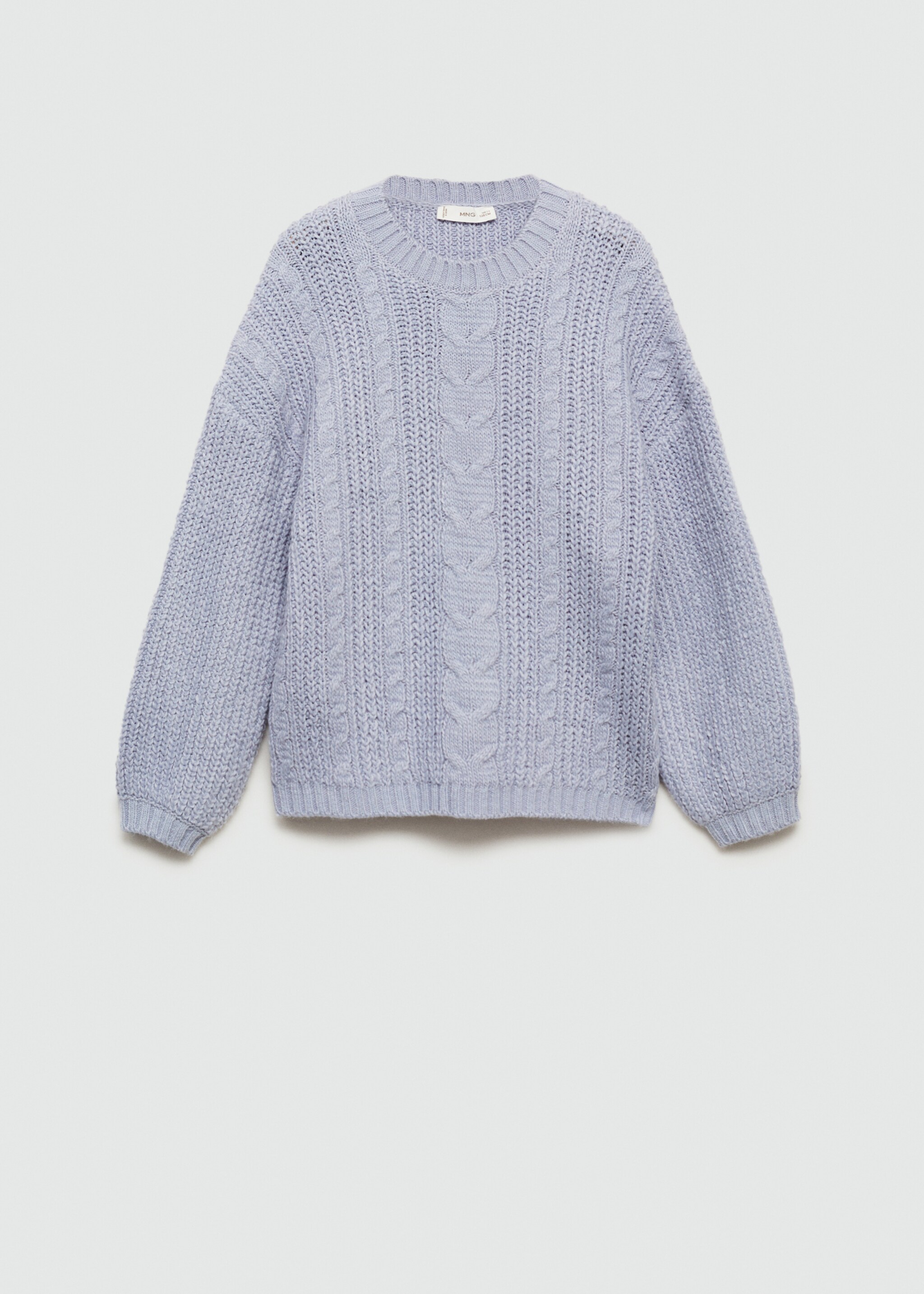 Braided knitted sweater - Article without model, Sky Blue. Ref: 77065981-00.