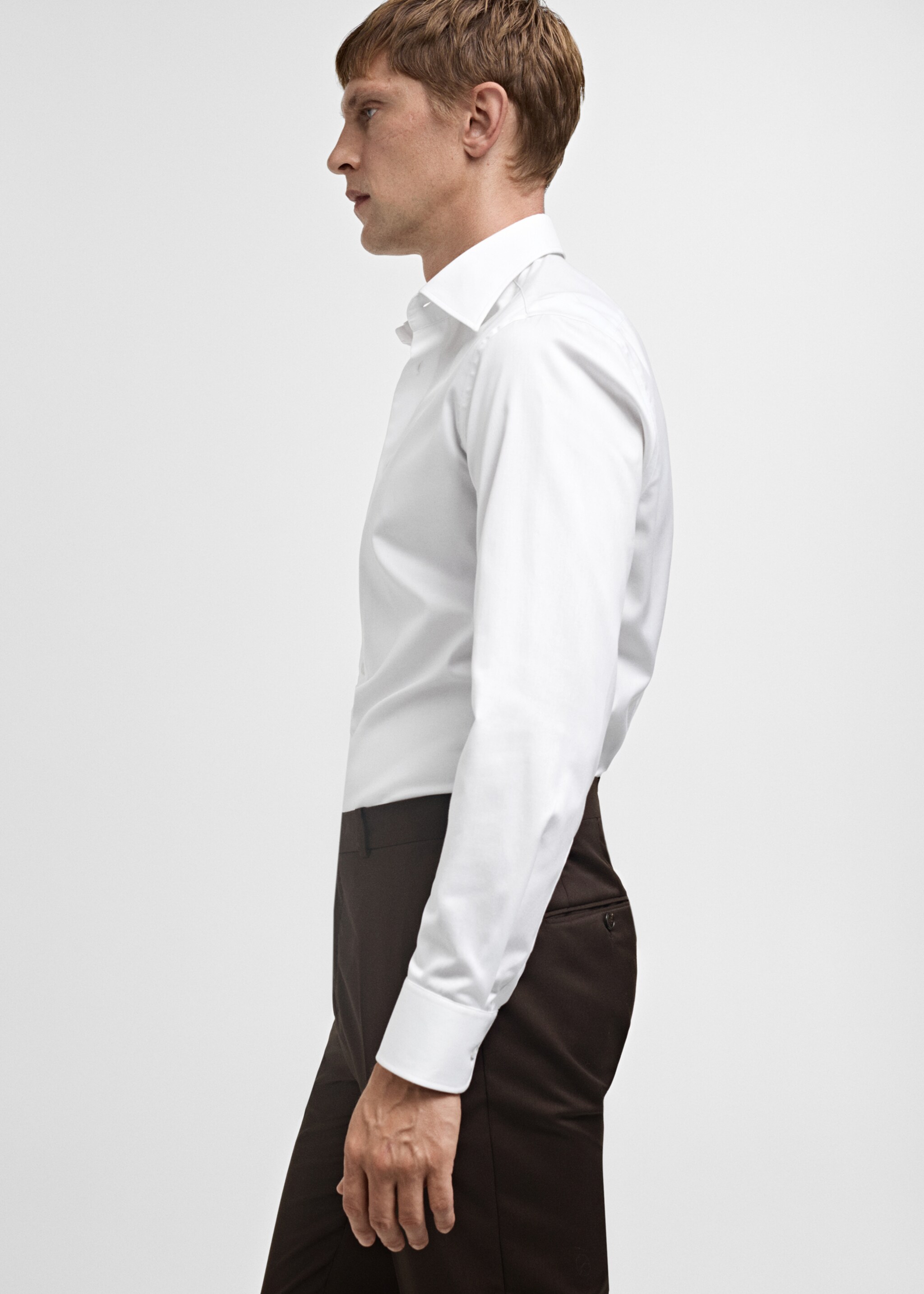 Πουκάμισο slim fit βαμβάκι - Λεπτομέρεια του προϊόντος 2, Λευκό. Ref: 77065985-00.