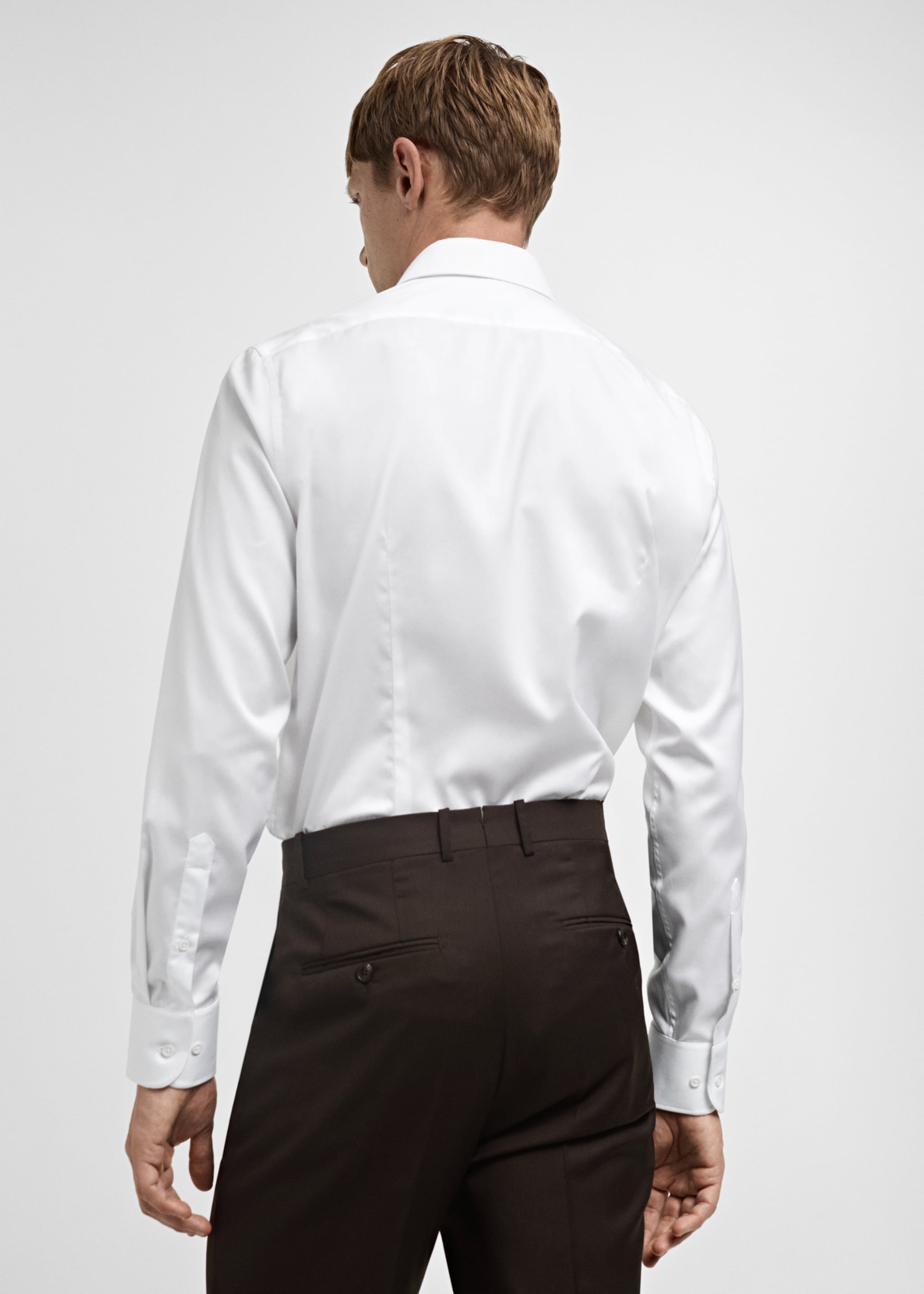 Πουκάμισο slim fit βαμβάκι - Πίσω όψη προϊόντος, Λευκό. Ref: 77065985-00.