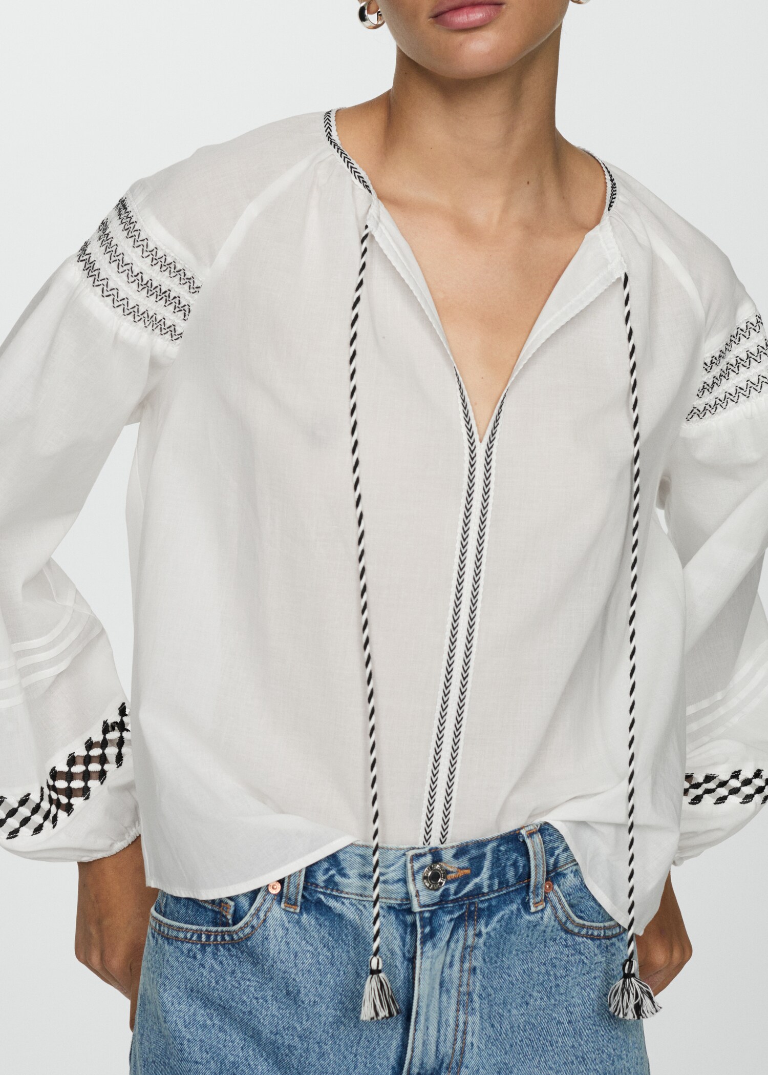 Blusa algodón bordados decorativos - Detalle del artículo 6