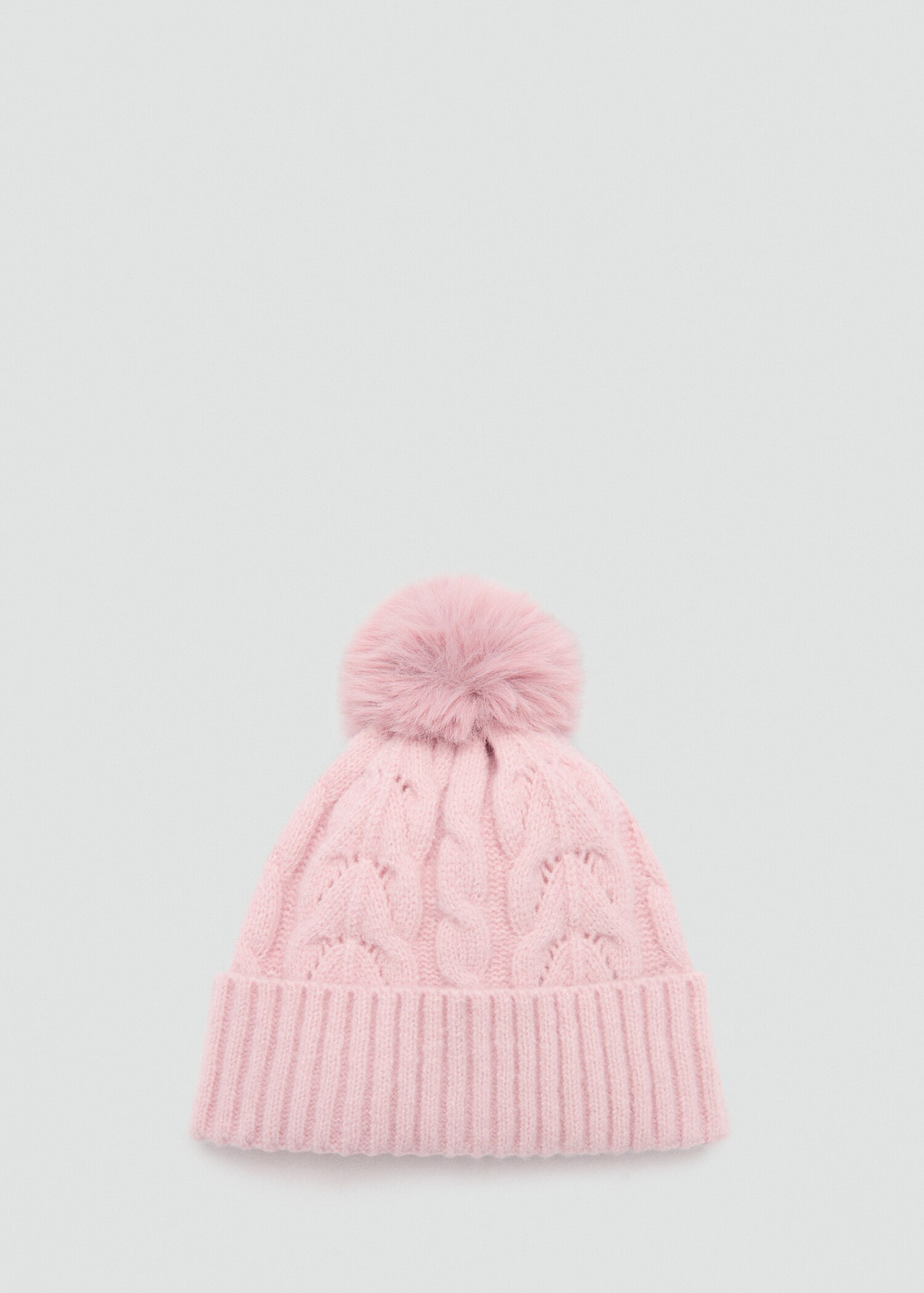 Strickmütze mit Zopfmuster und Bommel - Artikel ohne Model