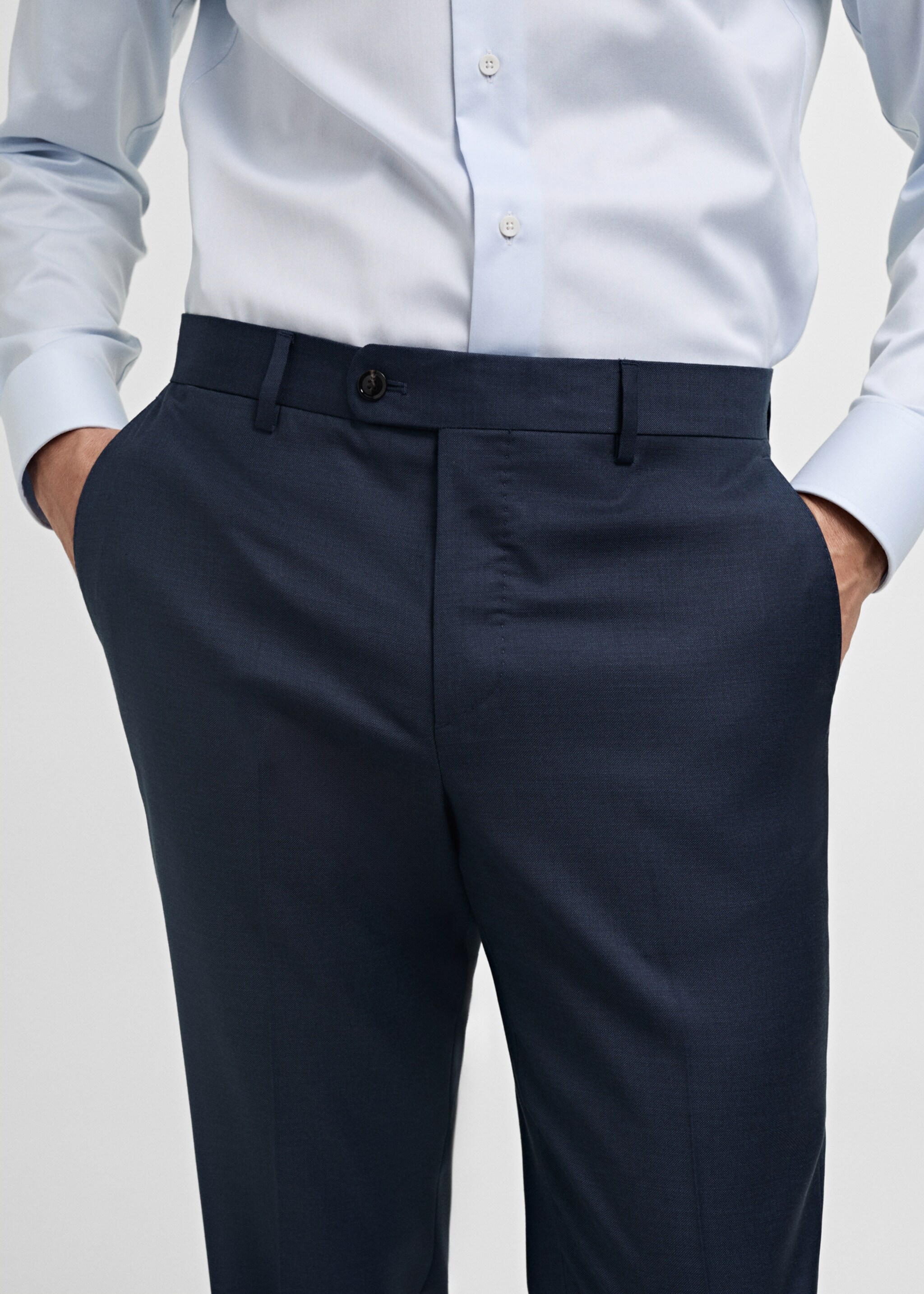 Venice 100% virgin wool suit trousers - Details of the article 1, Dark Navy. Ref: 77066005-00.