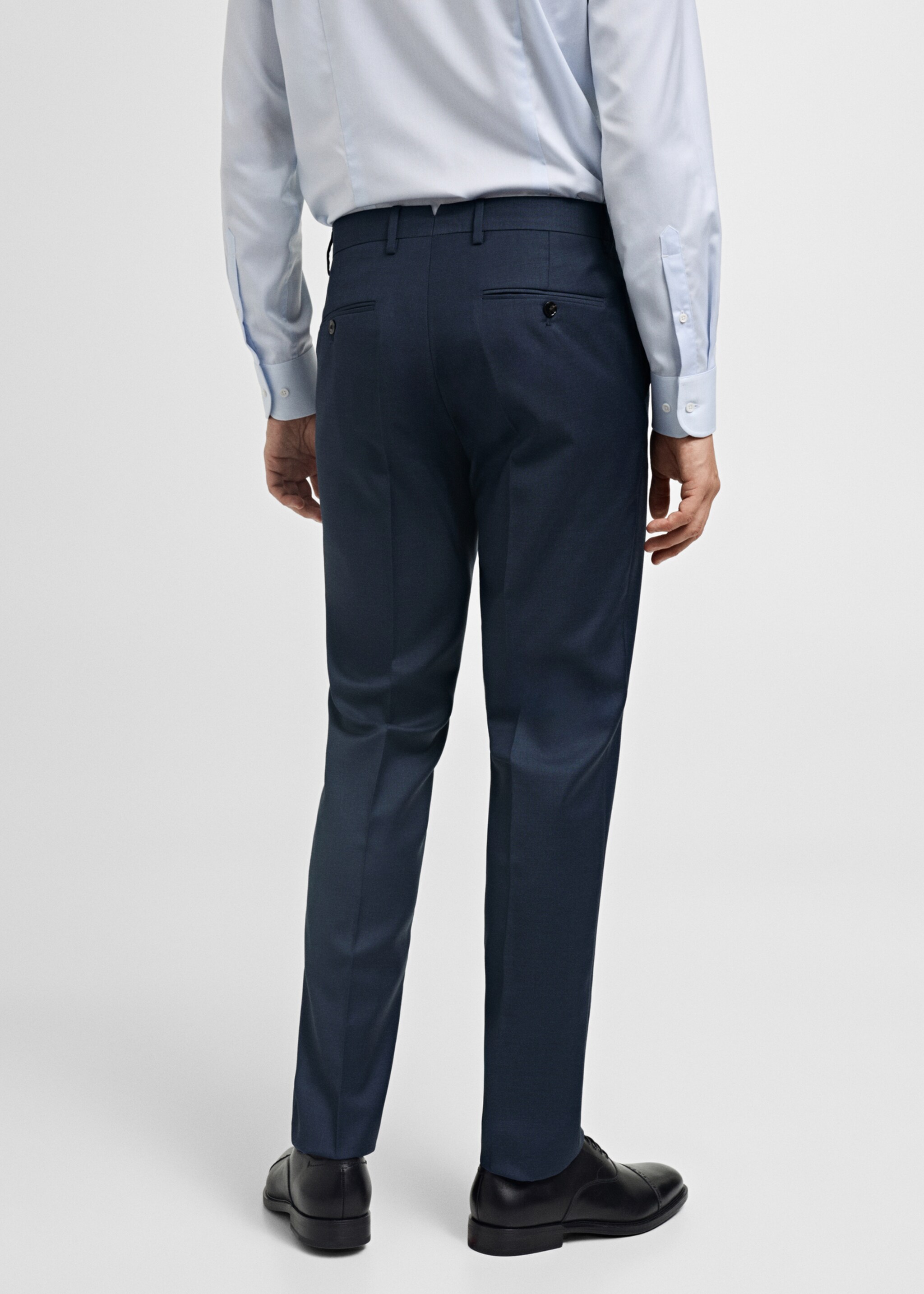 Venice 100% virgin wool suit trousers - Reverse of the article, Dark Navy. Ref: 77066005-00.
