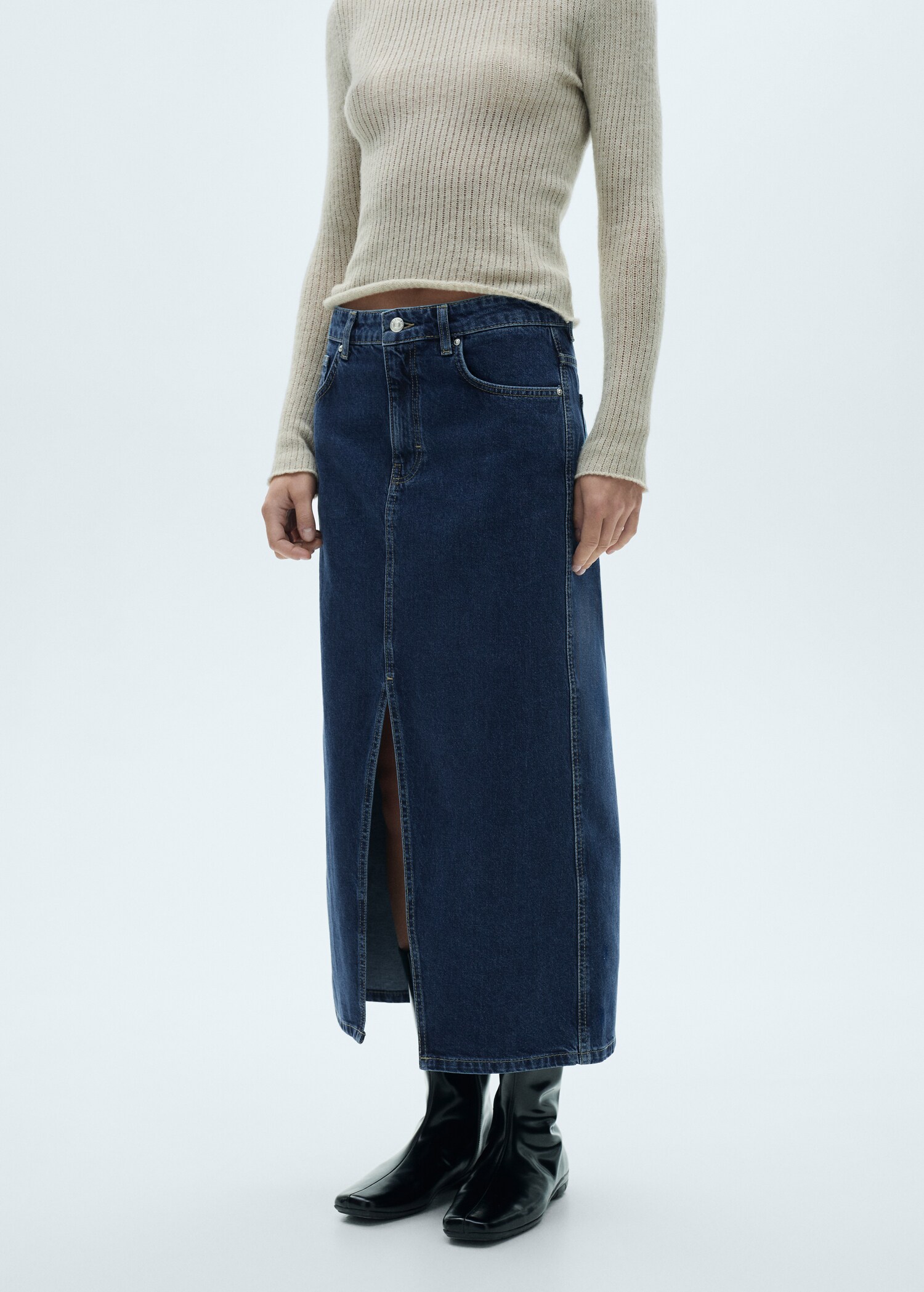 Midi-Jeansrock - Mittlere Ansicht