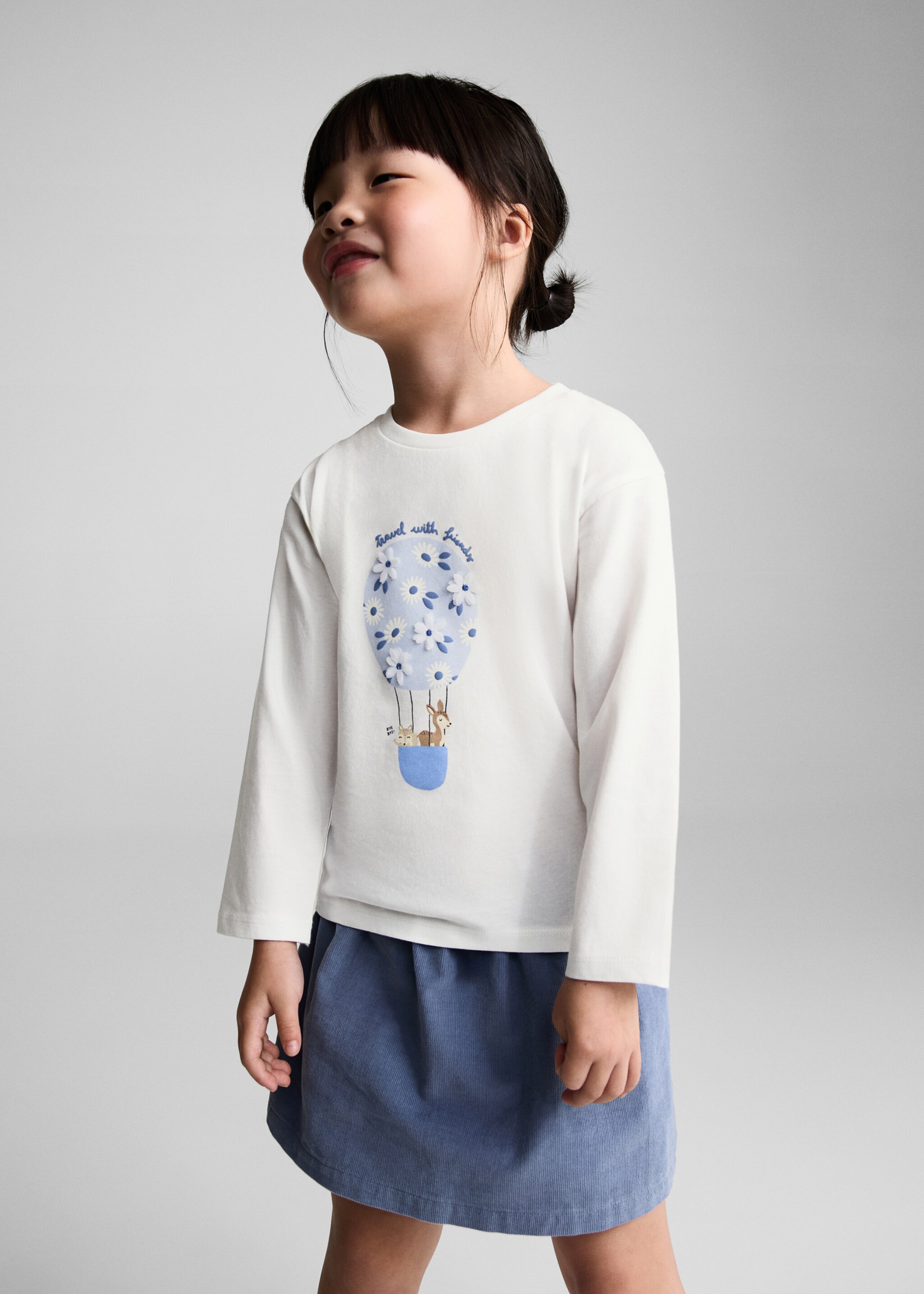 Samarreta aplics flors - Pla mig, Blanc trencat. Ref: 77066343-00.