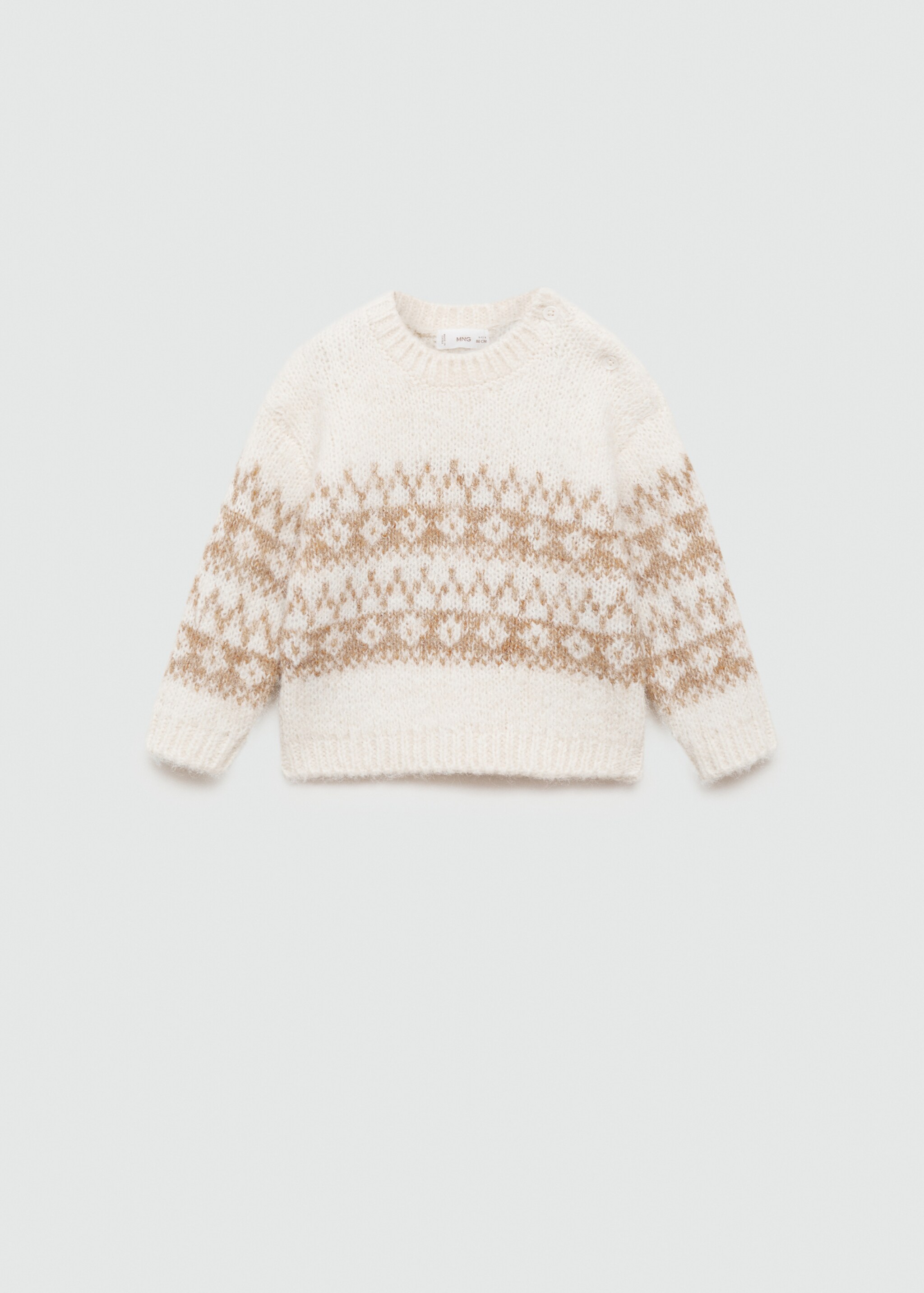 Strickpullover mit Jacquardmuster - Artikel ohne Model, Cremeweiß. Ref: 77066344-00.