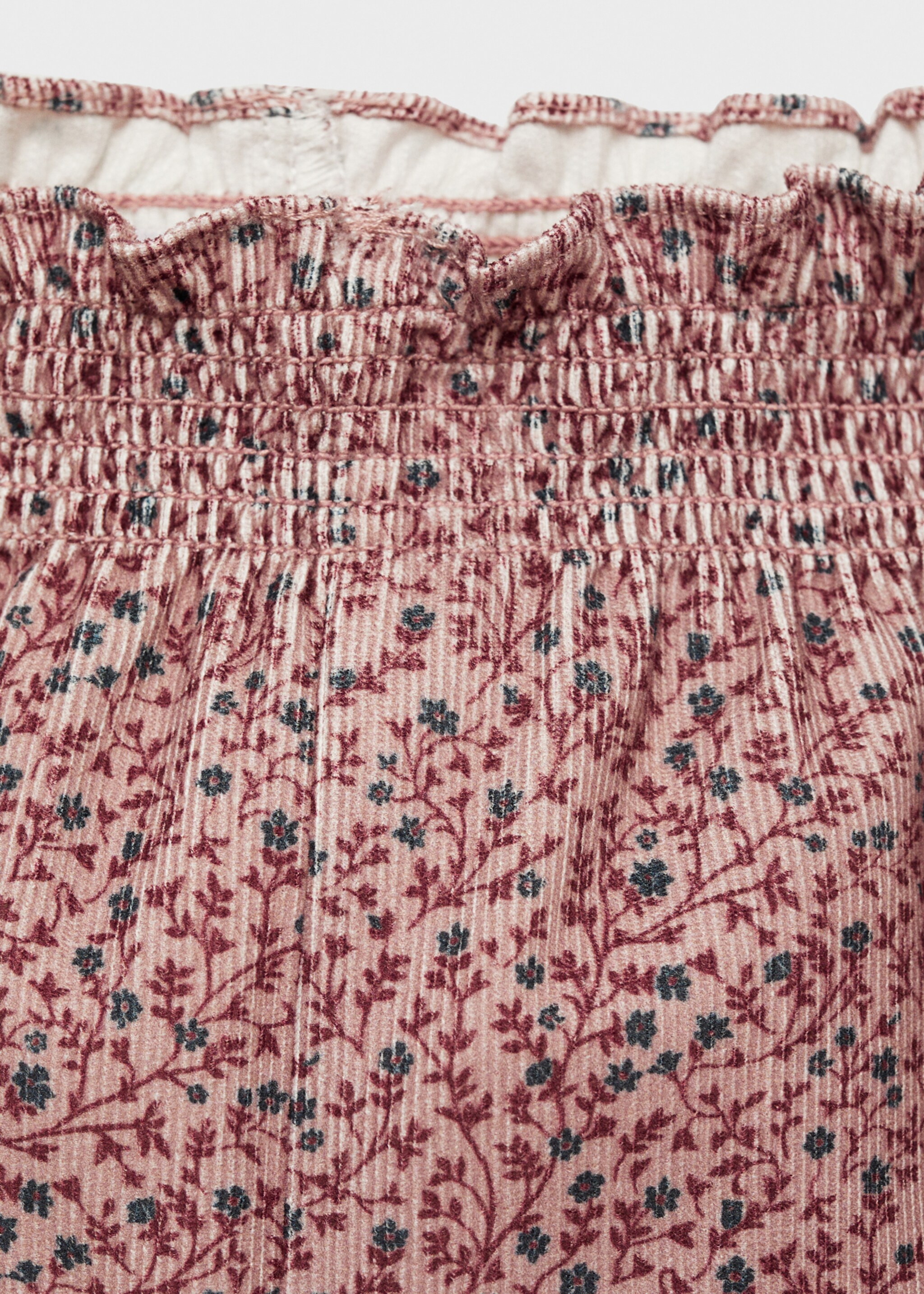 Printed corduroy trousers - Details of the article 8, Pink. Ref: 77066353-00.