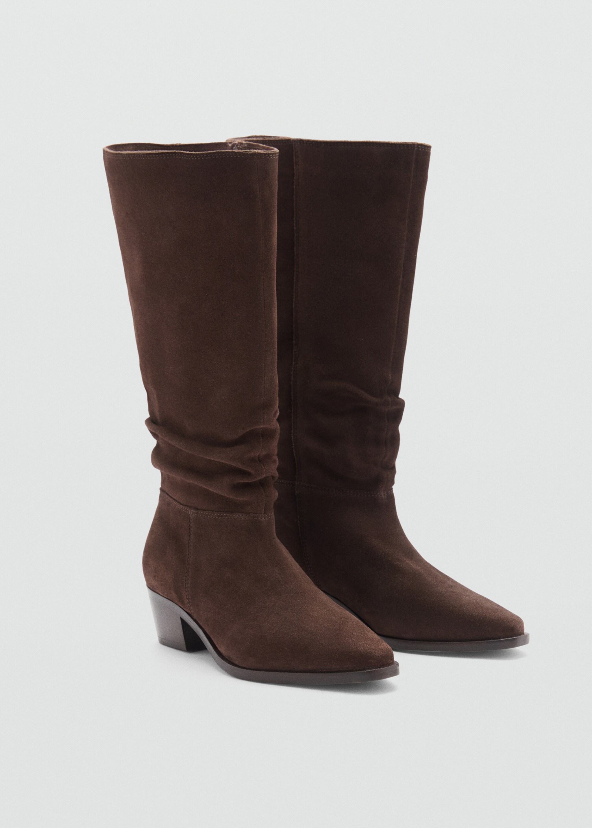 Leather high boots - Medium plane, Coffee. Ref: 77066719-00.