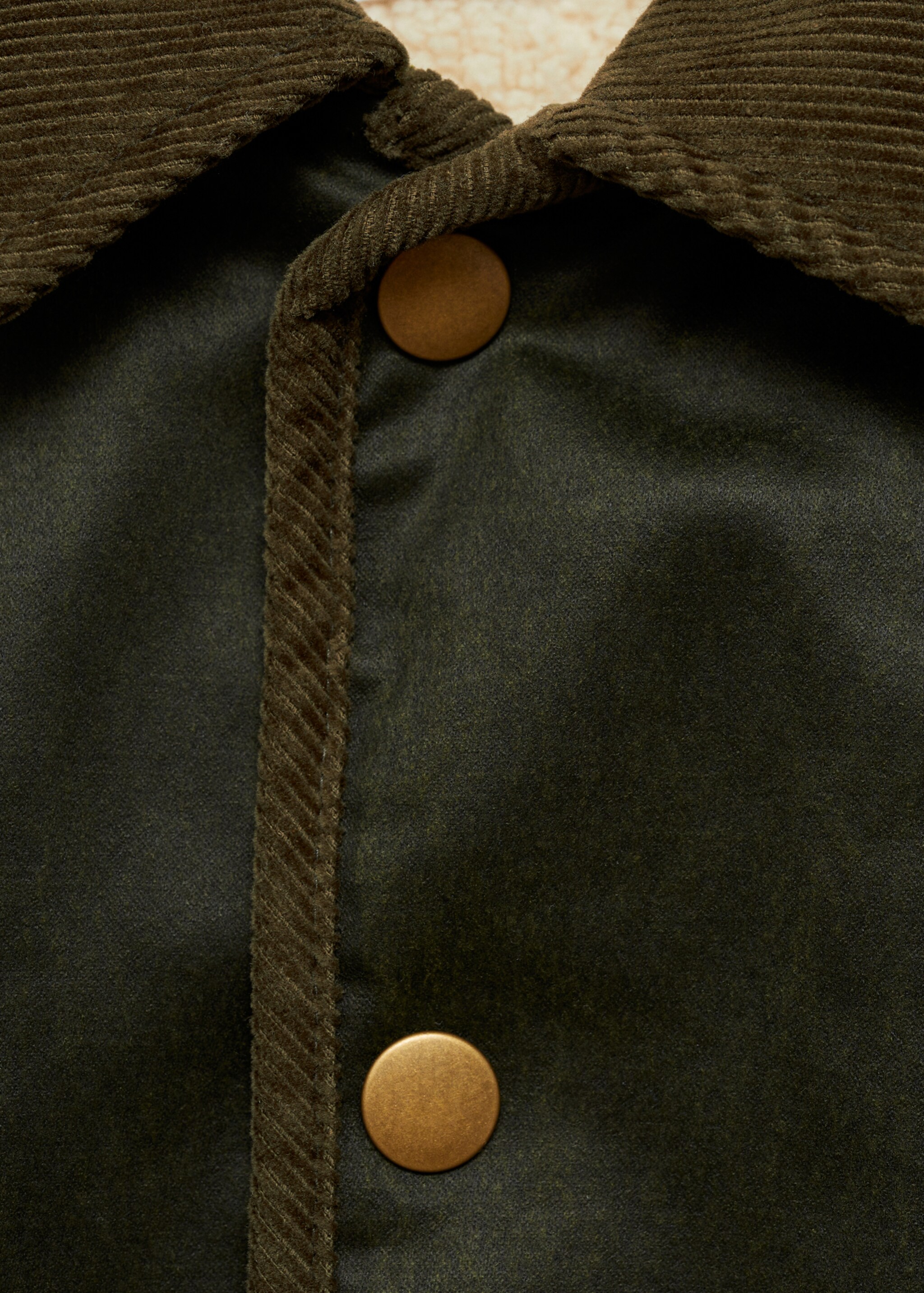 Parka efecto encerado interior borreguito - Detalle del artículo 8, Khaki. Ref: 77066720-00.