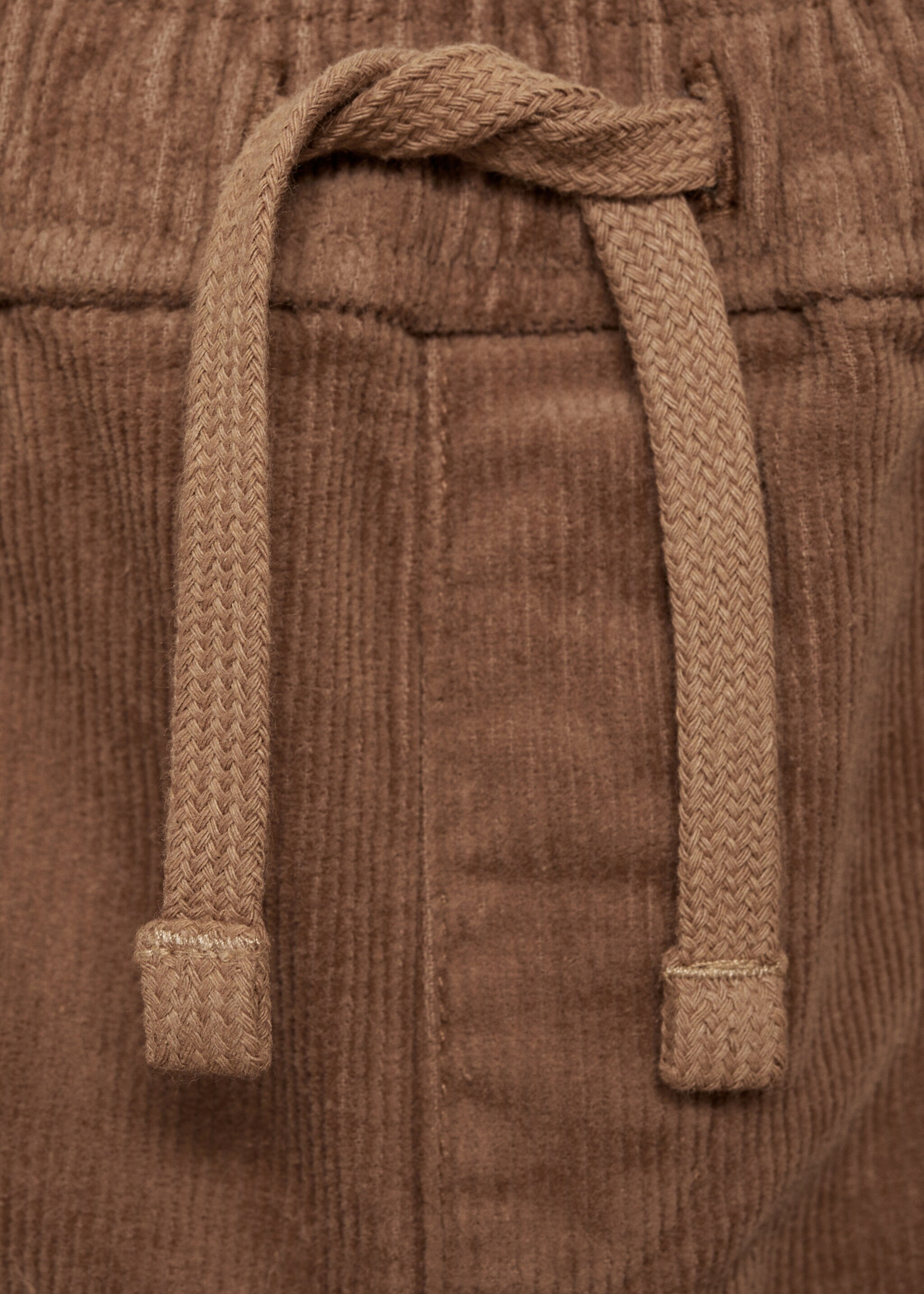 Corduroy trousers with elastic waist - Details of the article 8, Brown. Ref: 77066723-00.