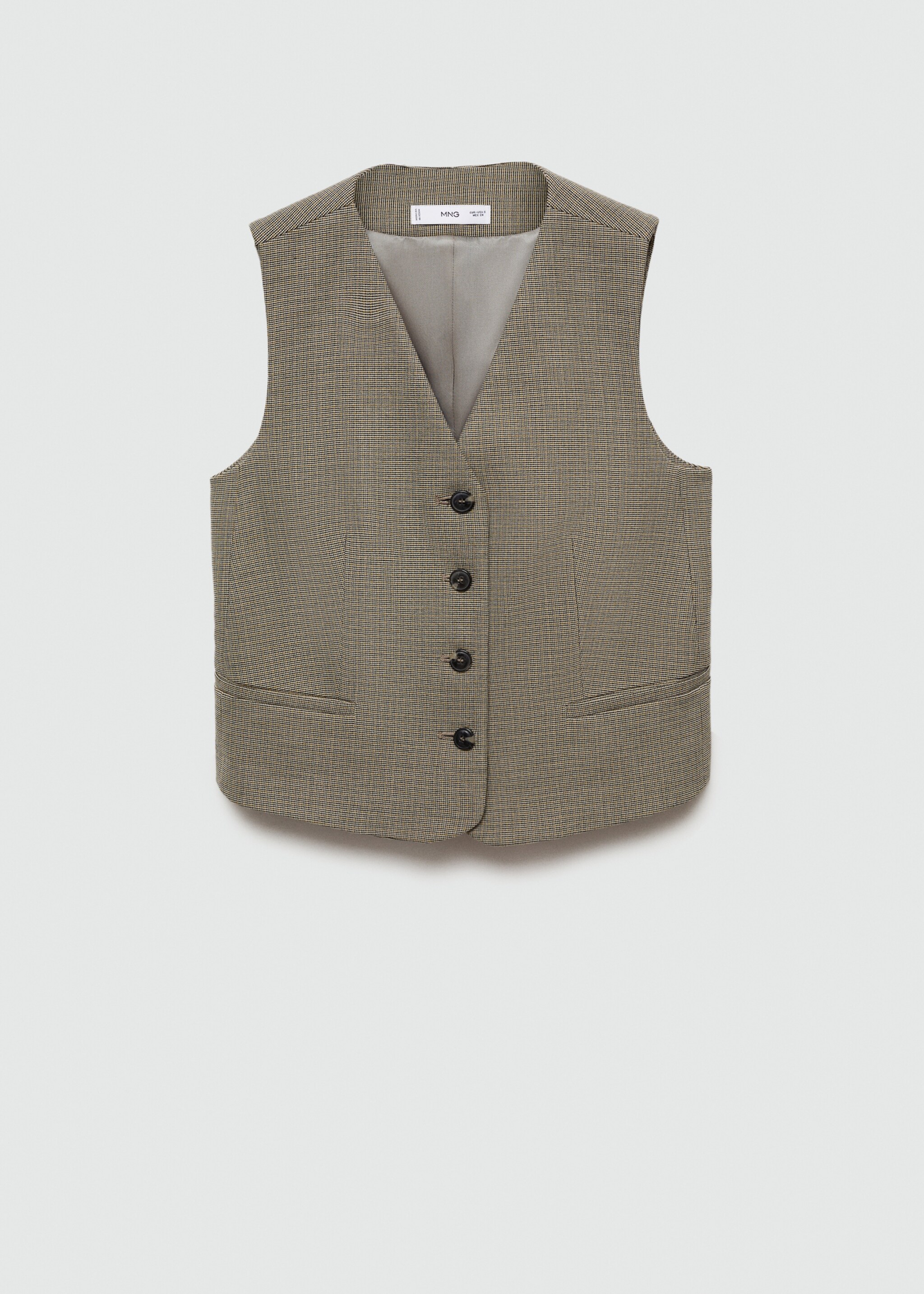 Micro-houndstooth waistcoat - Article without model, Khaki. Ref: 77066724-00.