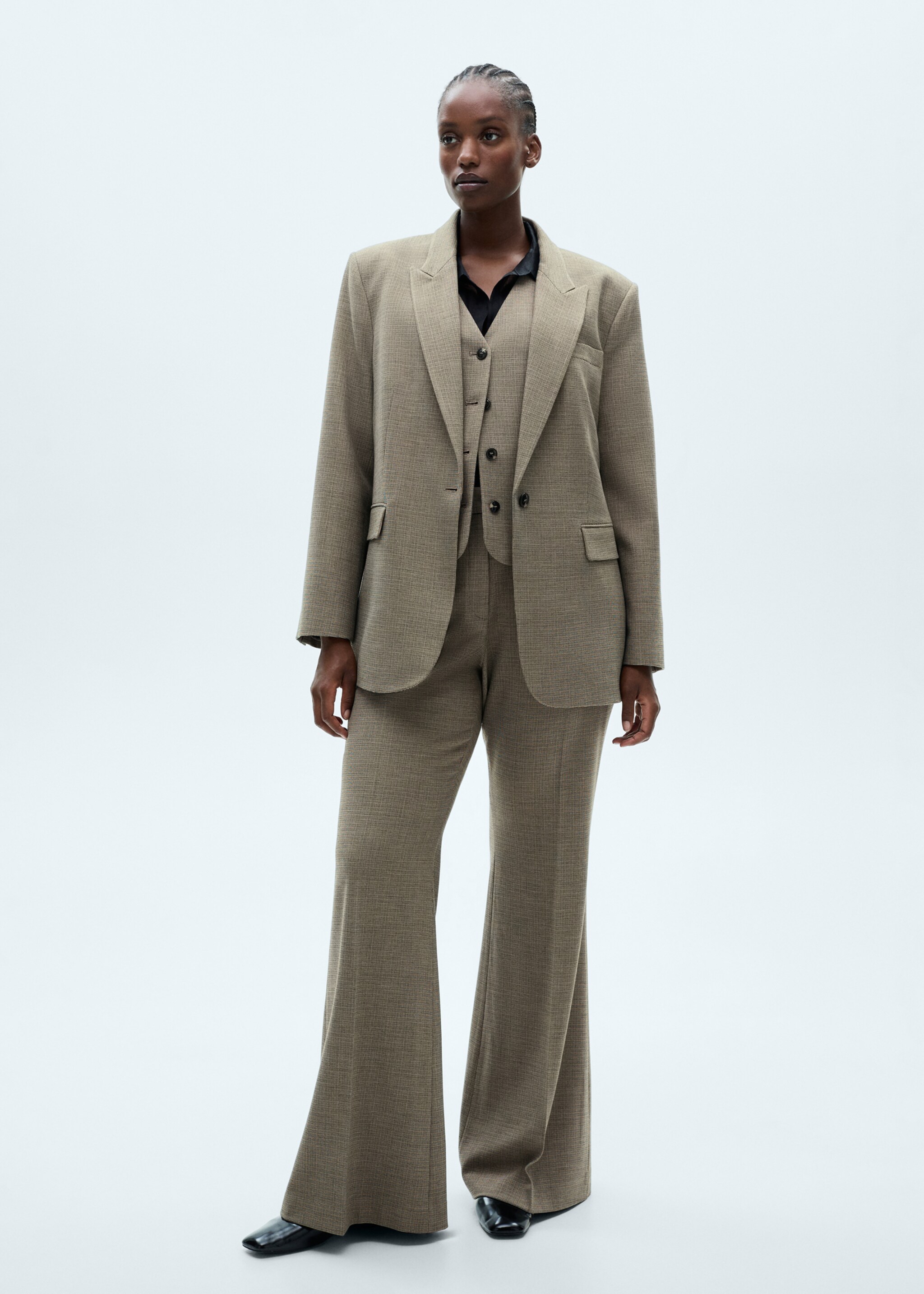 Micro-houndstooth waistcoat - Details of the article 3, Khaki. Ref: 77066724-00.