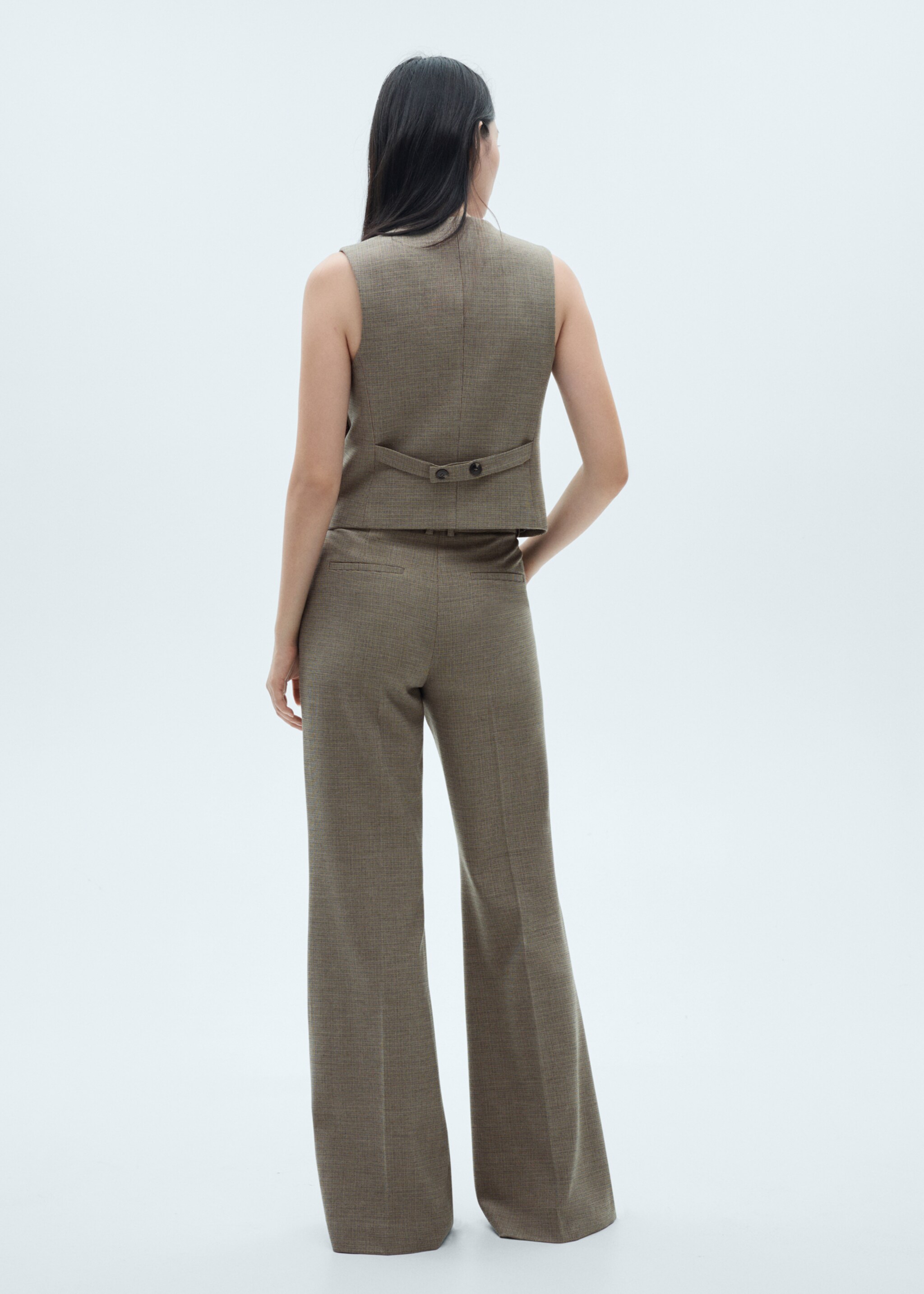 Micro-houndstooth waistcoat - Reverse of the article, Khaki. Ref: 77066724-00.
