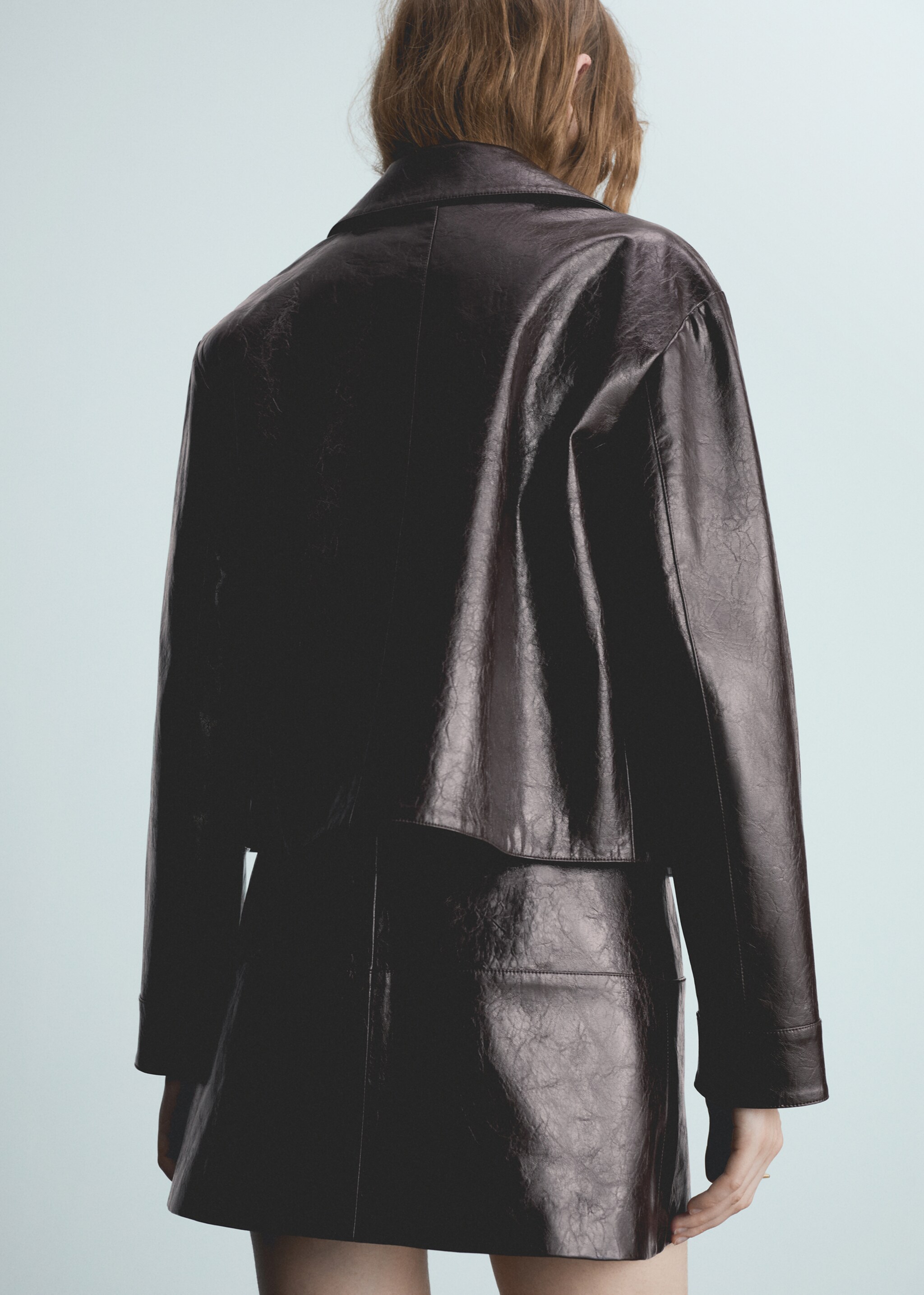 Pocket textured jacket - Reverse of the article, Burgundy. Ref: 77066726-00.