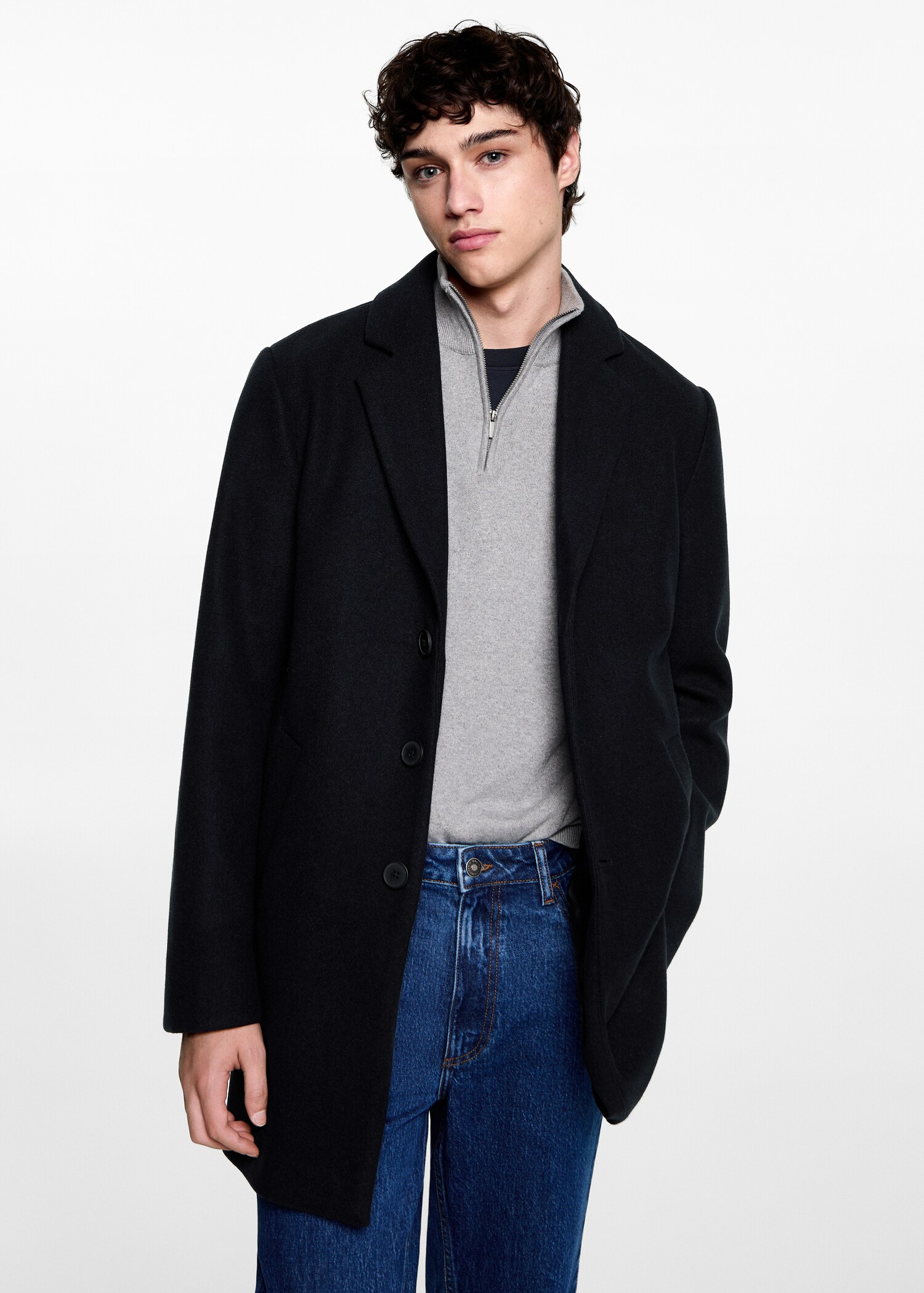 Long straight-fit coat - Medium plane