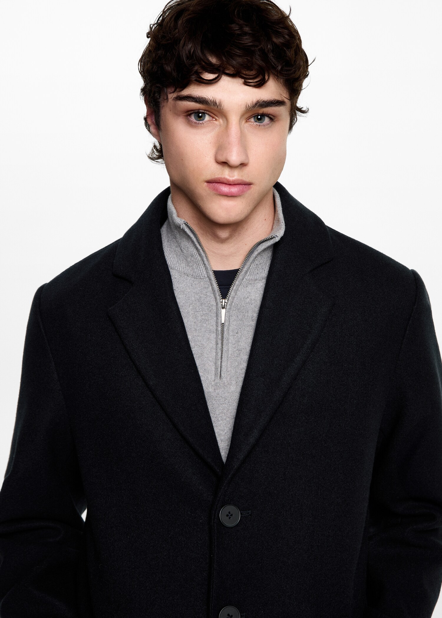 Long straight-fit coat - Details of the article 1