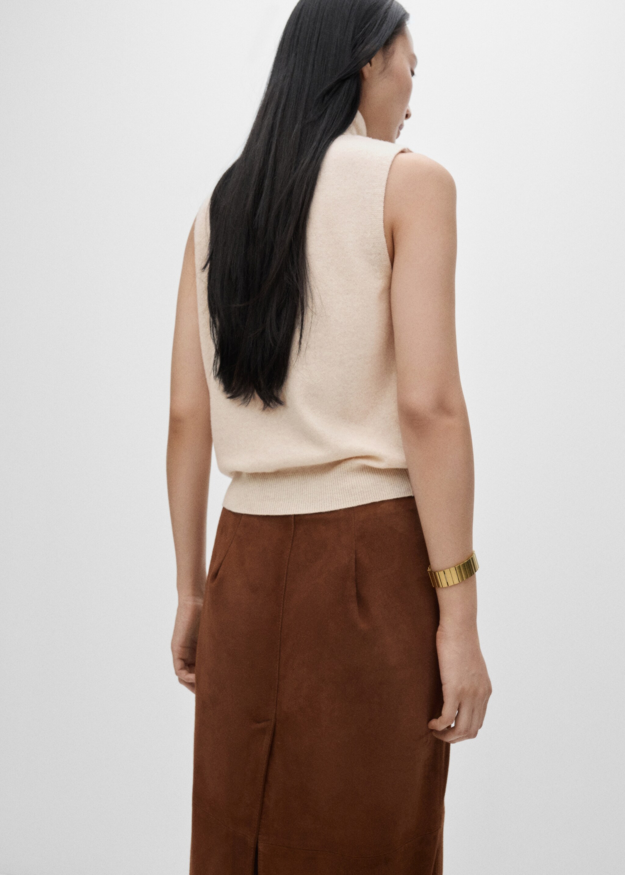 Wool turtleneck top - Reverse of the article, Beige. Ref: 77066743-00.