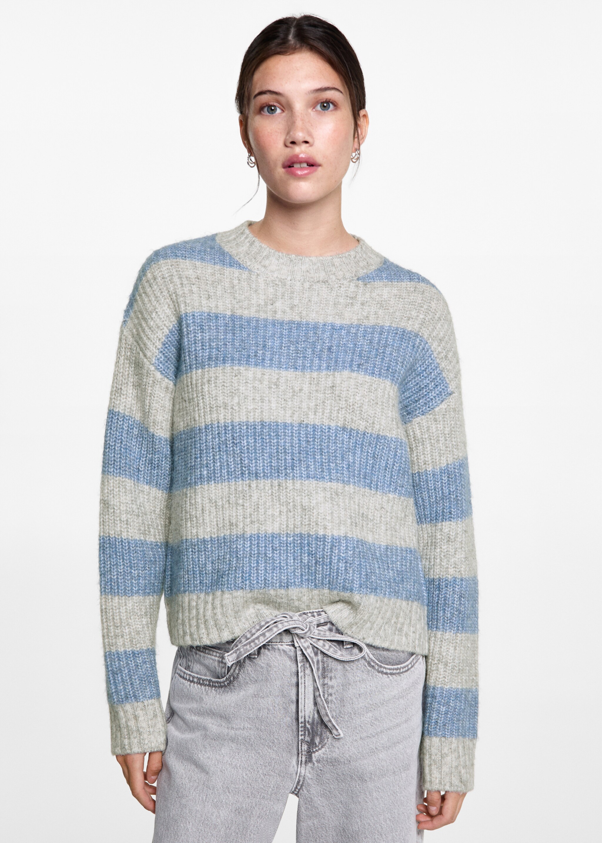 Knit striped sweater - Medium plane, Sky Blue. Ref: 77066744-00.