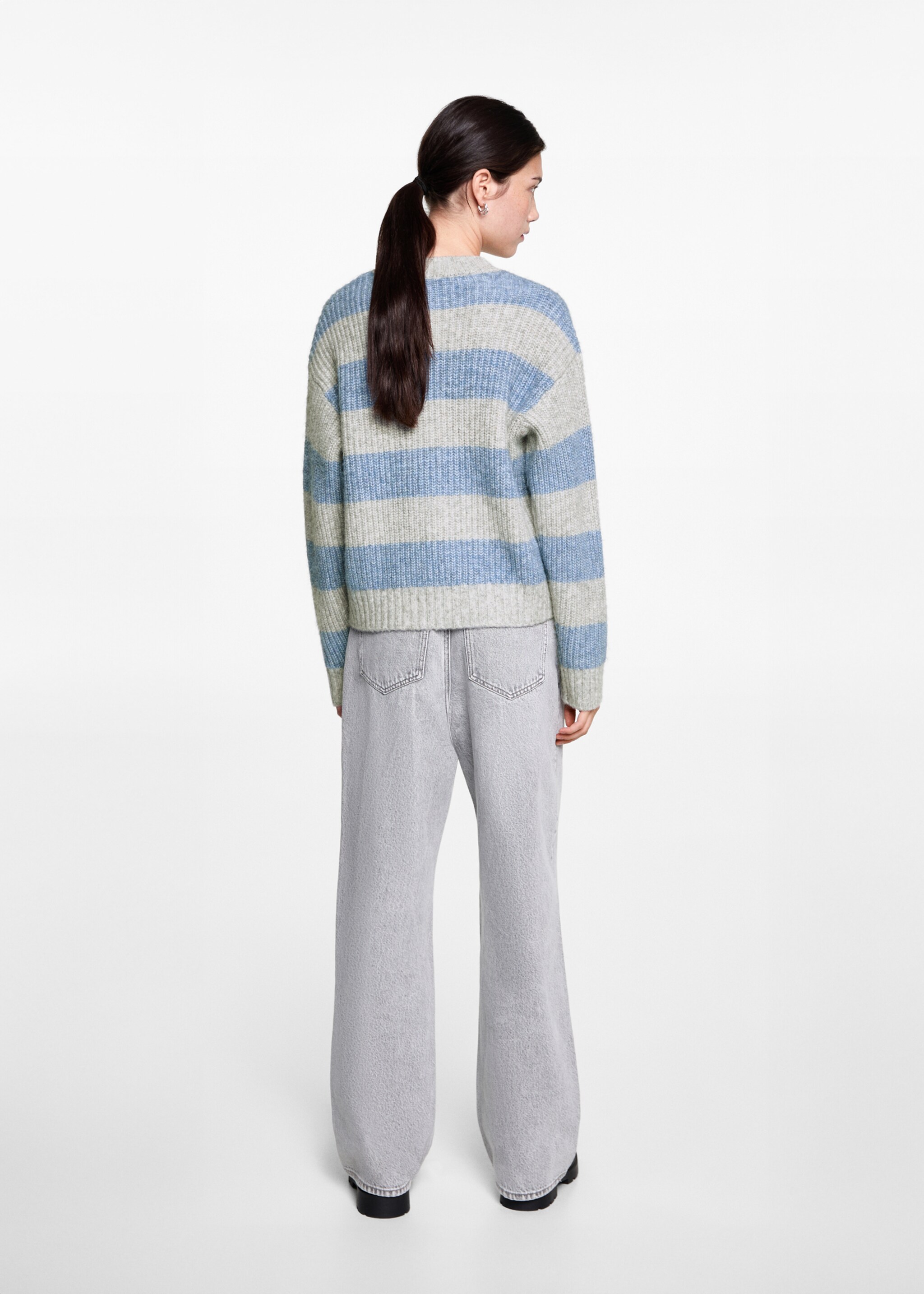 Knit striped sweater - Reverse of the article, Sky Blue. Ref: 77066744-00.