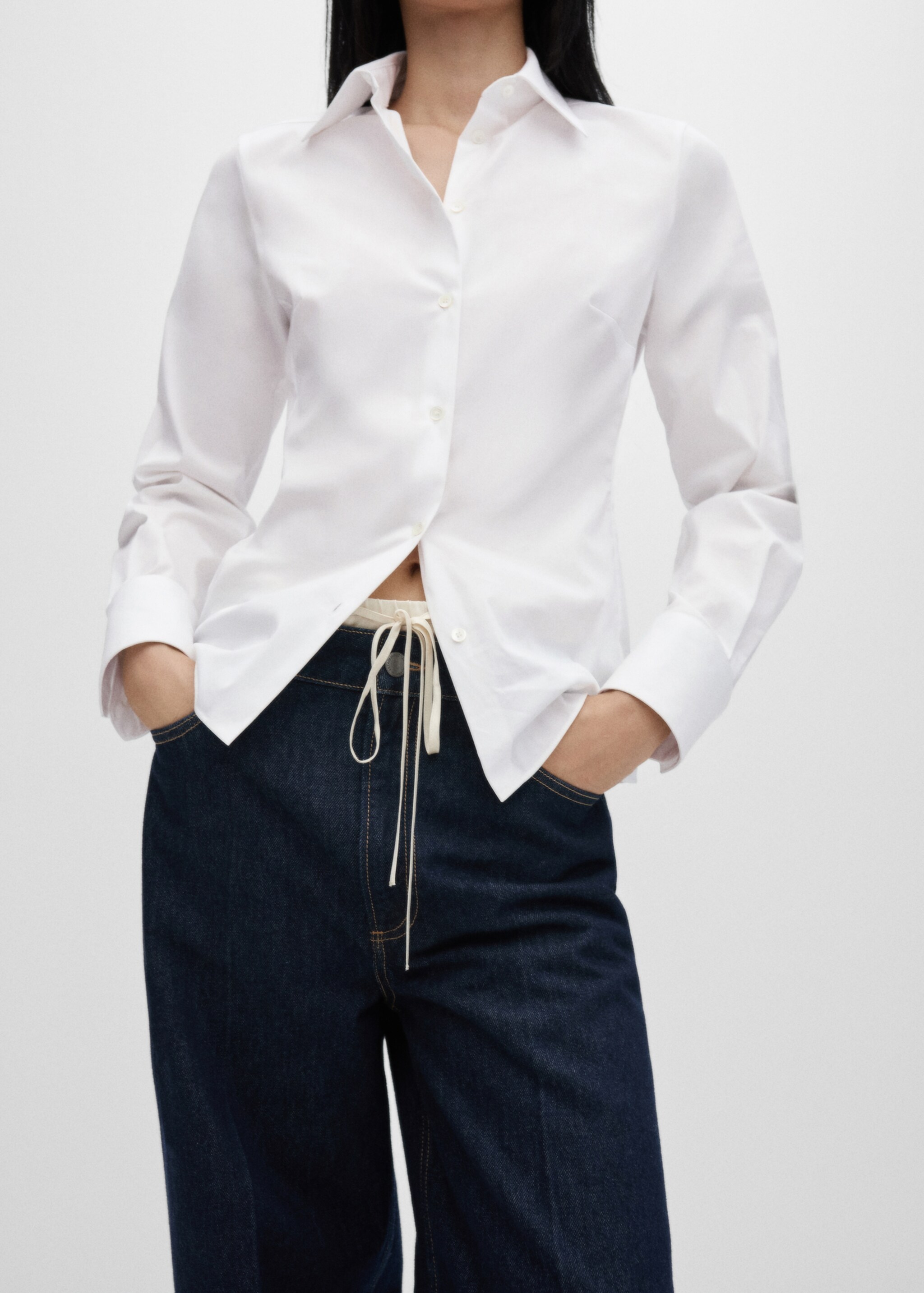Slim-fit poplin shirt - Medium plane, White. Ref: 77066745-00.