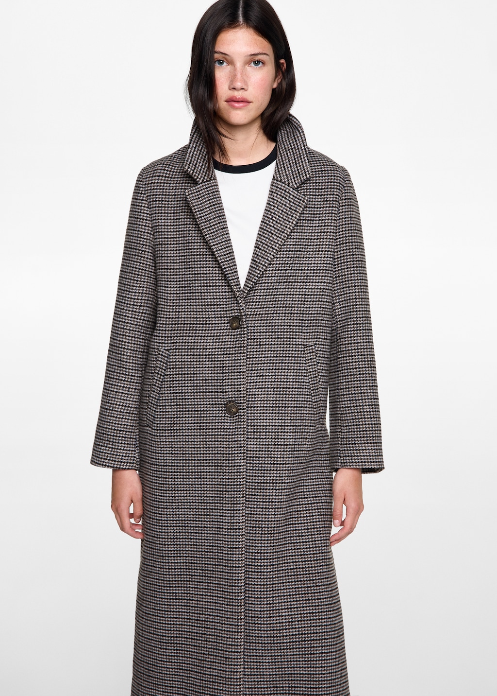 Houndstooth wool-blend coat - Teen Girl | MANGO OUTLET USA