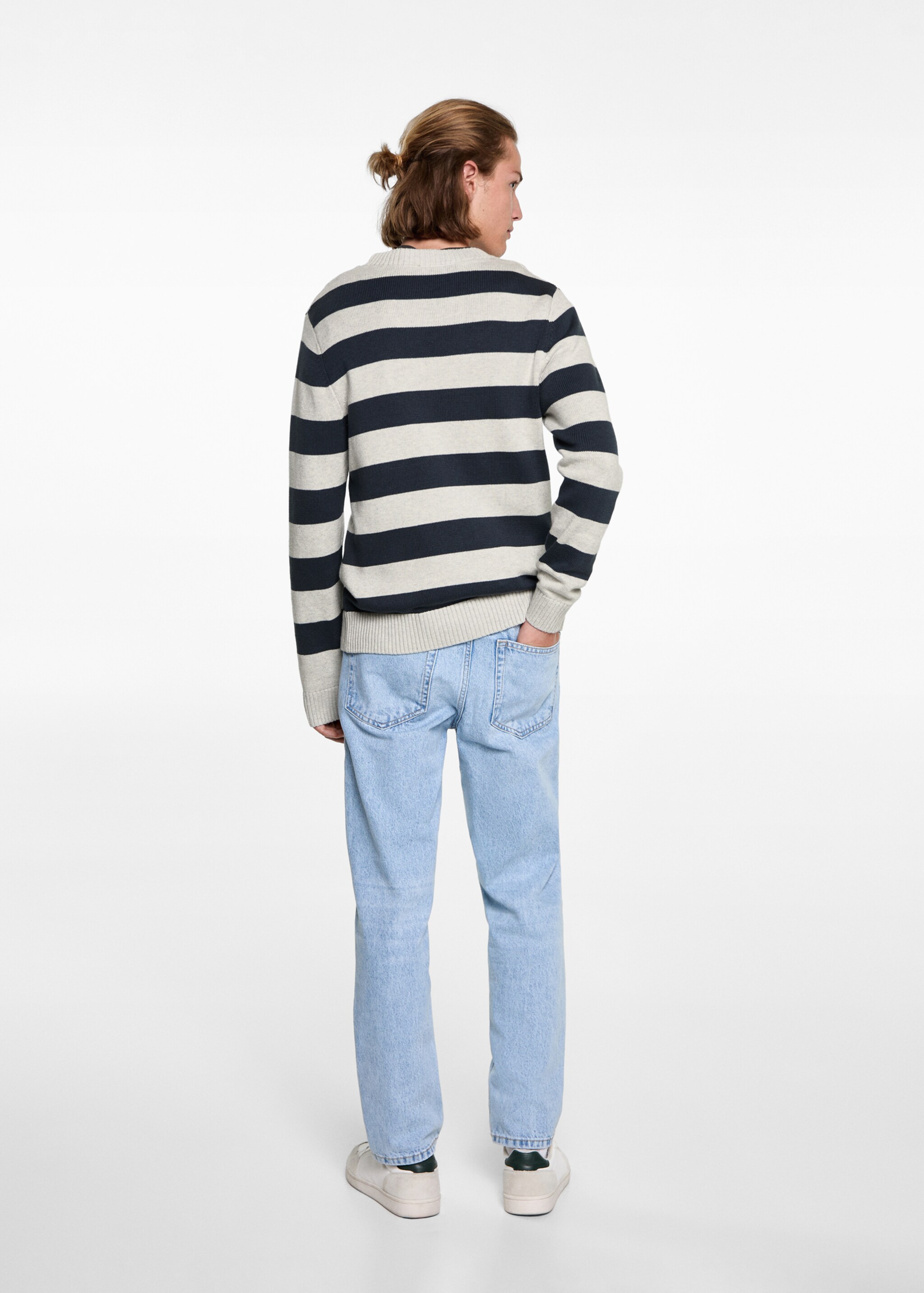 Knit striped sweater - Reverse of the article, Dark Navy. Ref: 77067128-00.