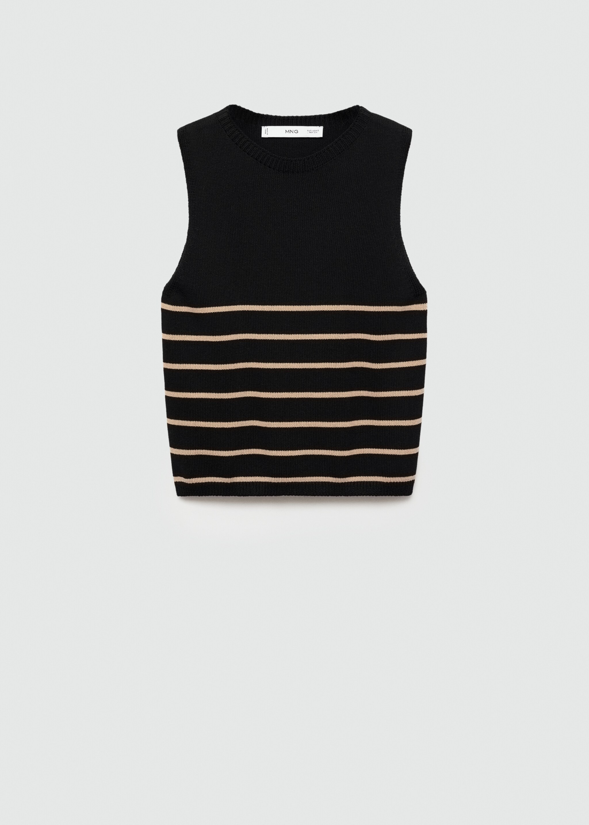 Striped knit top - Article without model, Black. Ref: 77067644-00.