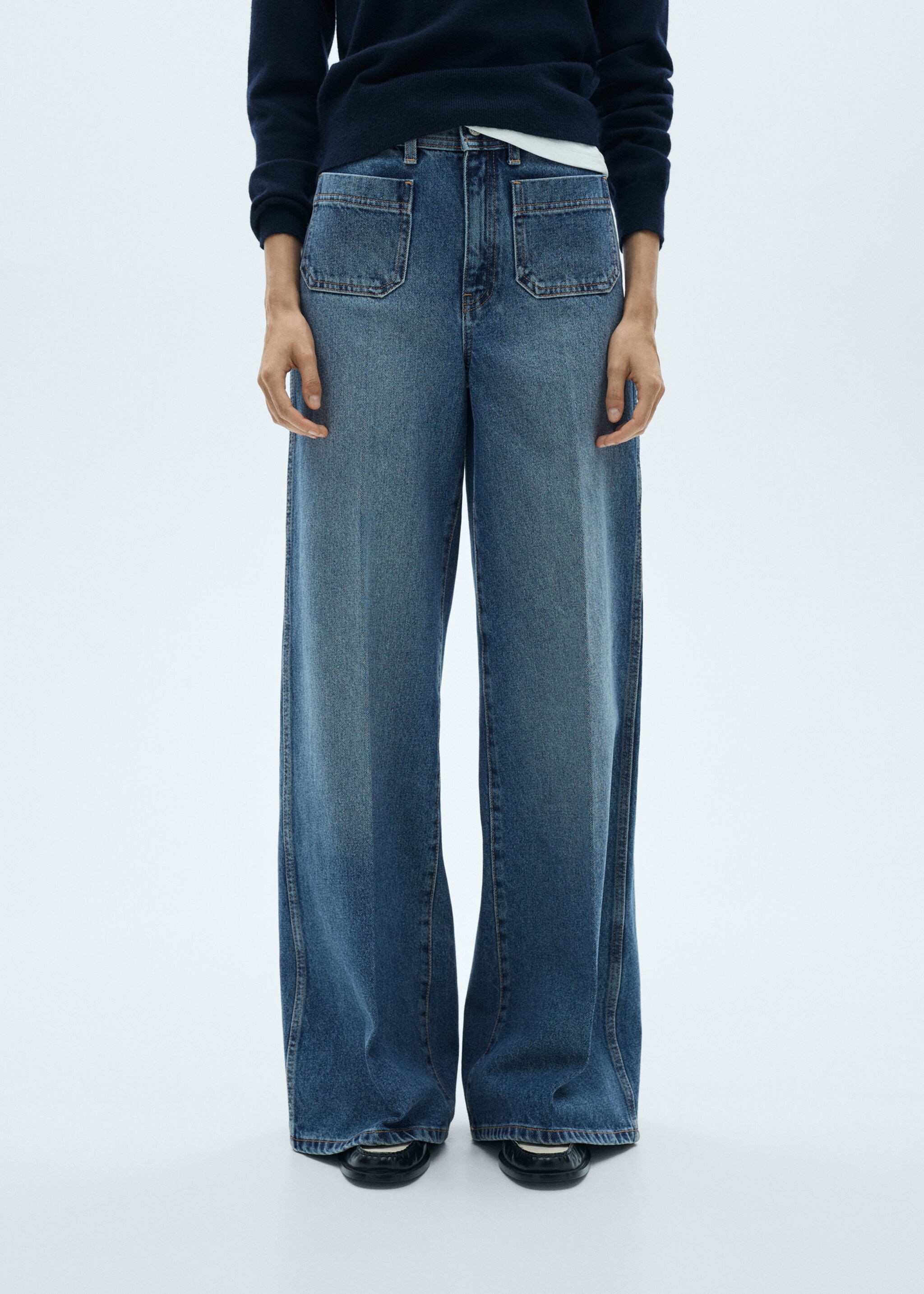 Wide leg jeans with pockets - Medium plane, Medium Vintage Blue. Ref: 77067645-00.