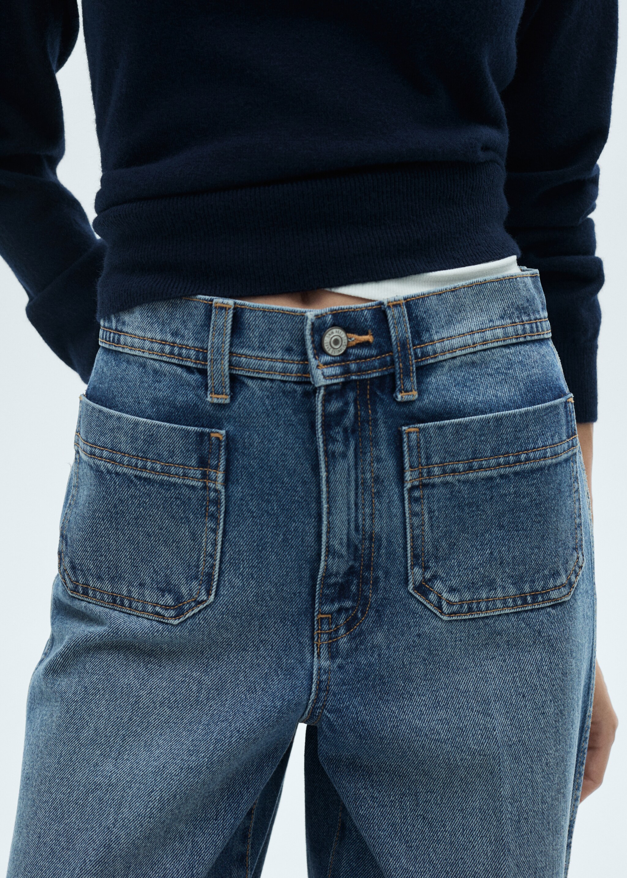 Wide leg jeans with pockets - Details of the article 6, Medium Vintage Blue. Ref: 77067645-00.