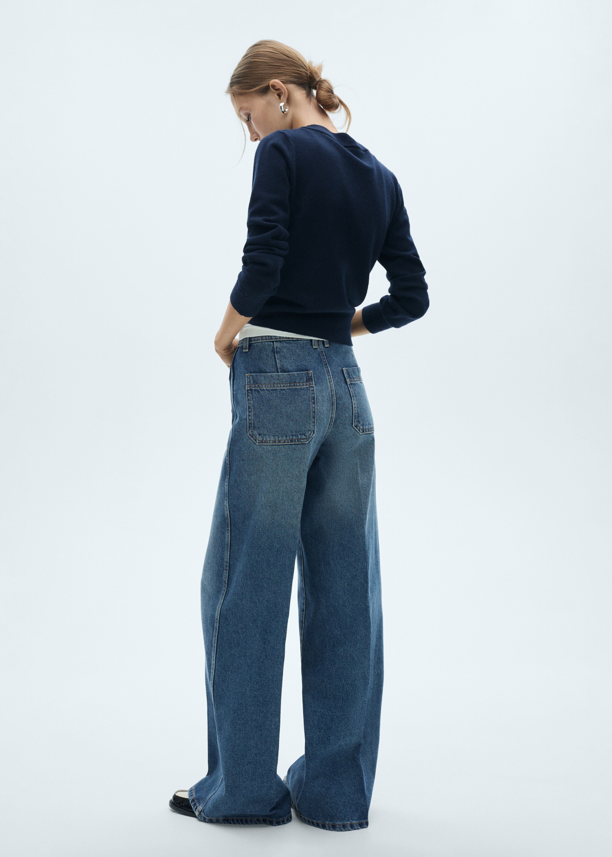 Wide leg jeans with pockets - Reverse of the article, Medium Vintage Blue. Ref: 77067645-00.