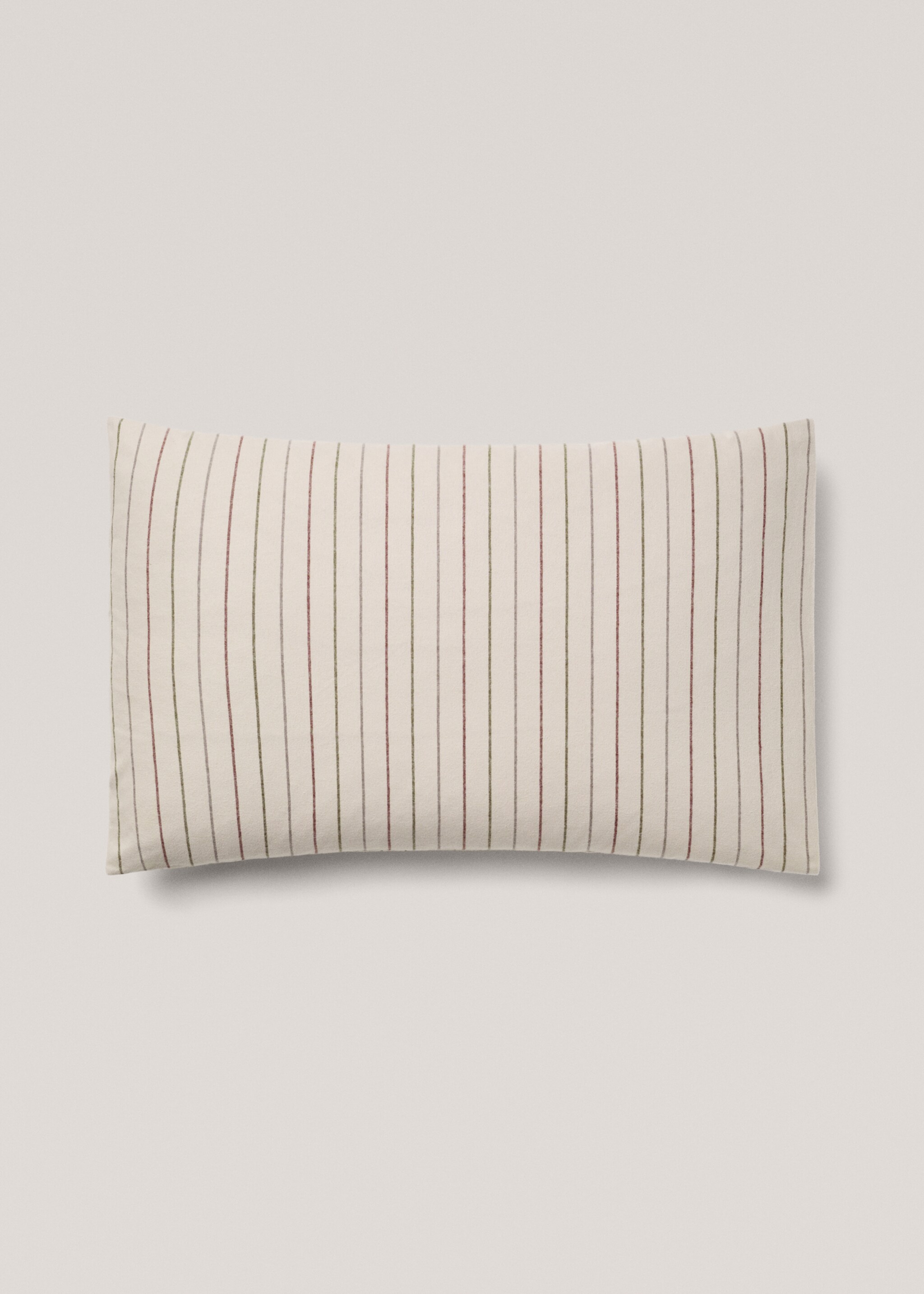 Gestreifter Kopfkissenbezug aus Flanell 50 x 75 cm - Artikel ohne Model, Beige. Ref: 77067653-00.