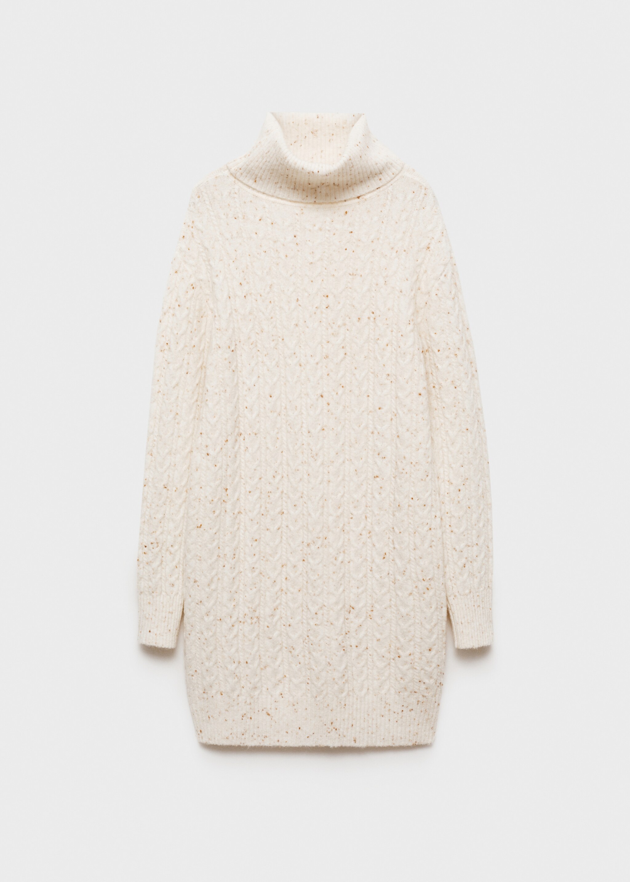 Turtle neck knit dress - Article without model, Ecru. Ref: 77067661-00.