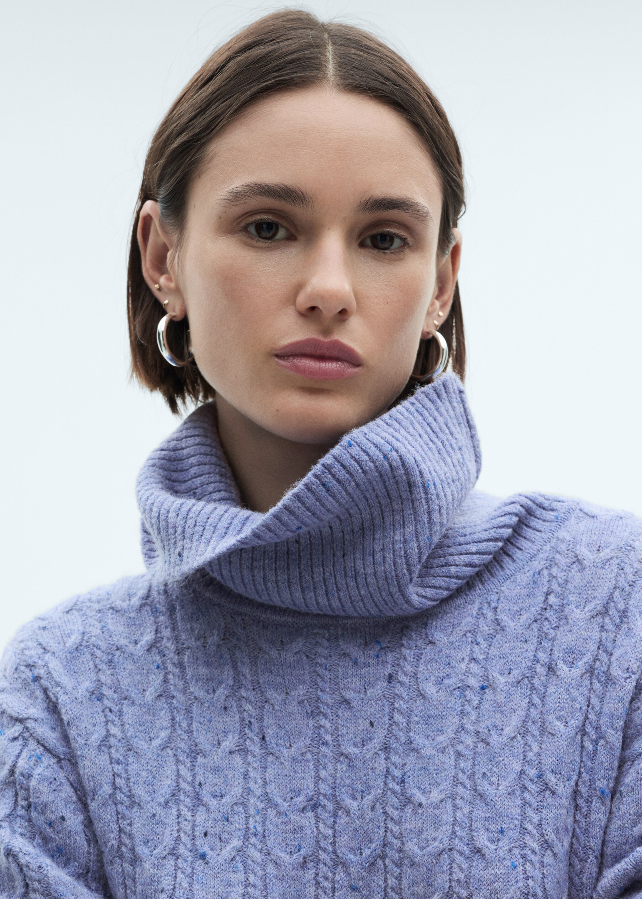 Turtle neck knit dress - Details of the article 1, Sky Blue. Ref: 77067661-00.