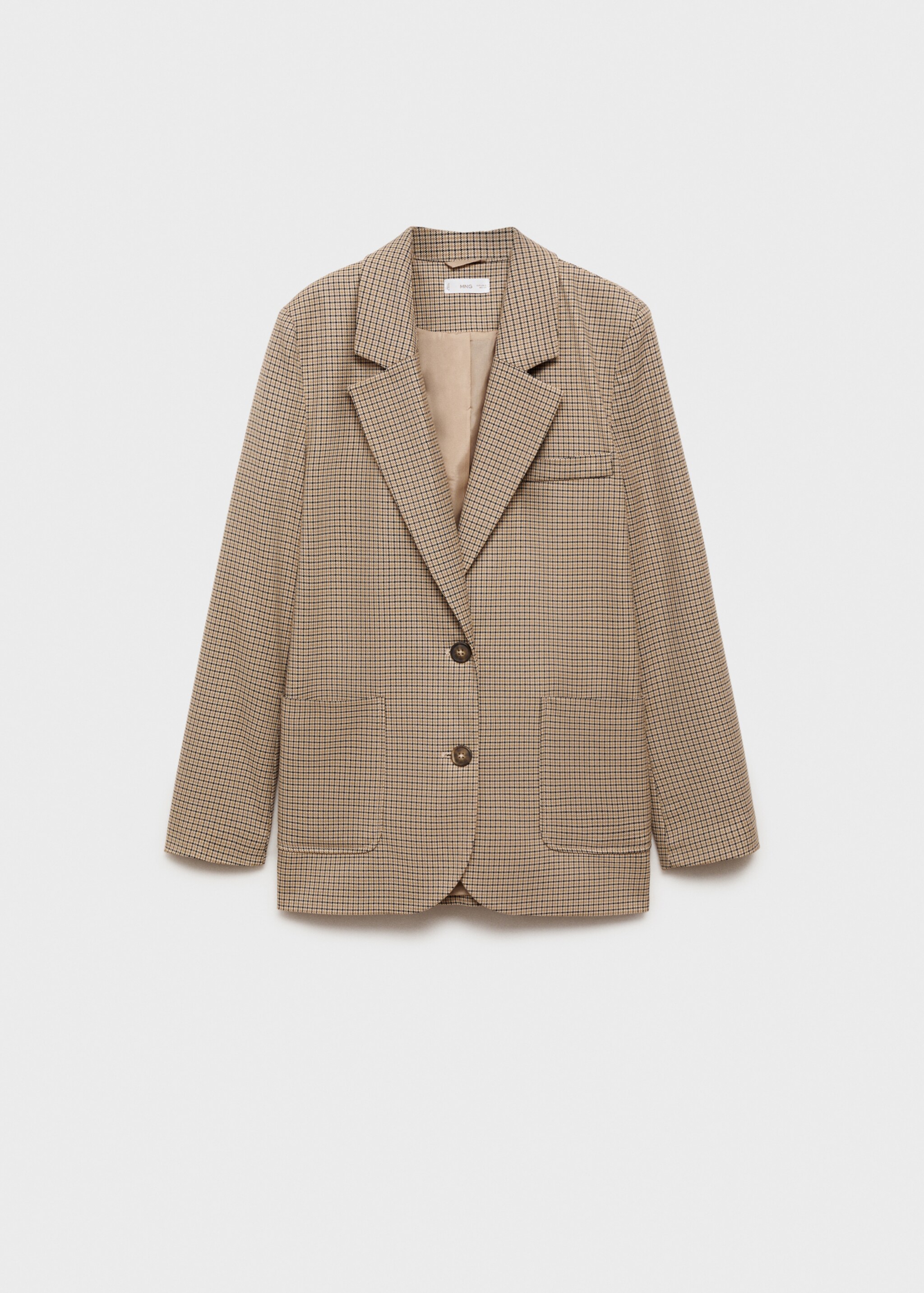 Hahnentritt-Blazer aus Woll-Mix - Artikel ohne Model, Beige. Ref: 77067669-00.