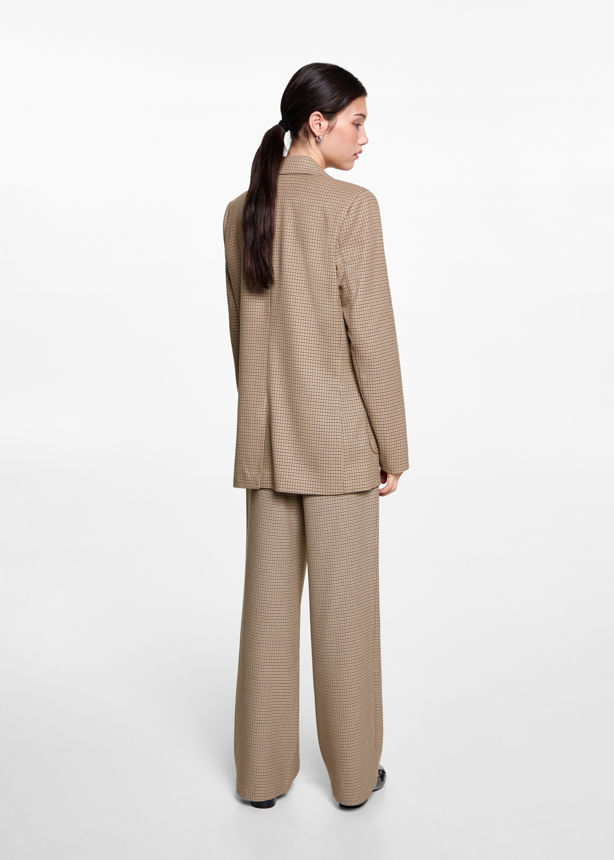 Hahnentritt-Blazer aus Woll-Mix - Rückseite des Artikels, Beige. Ref: 77067669-00.
