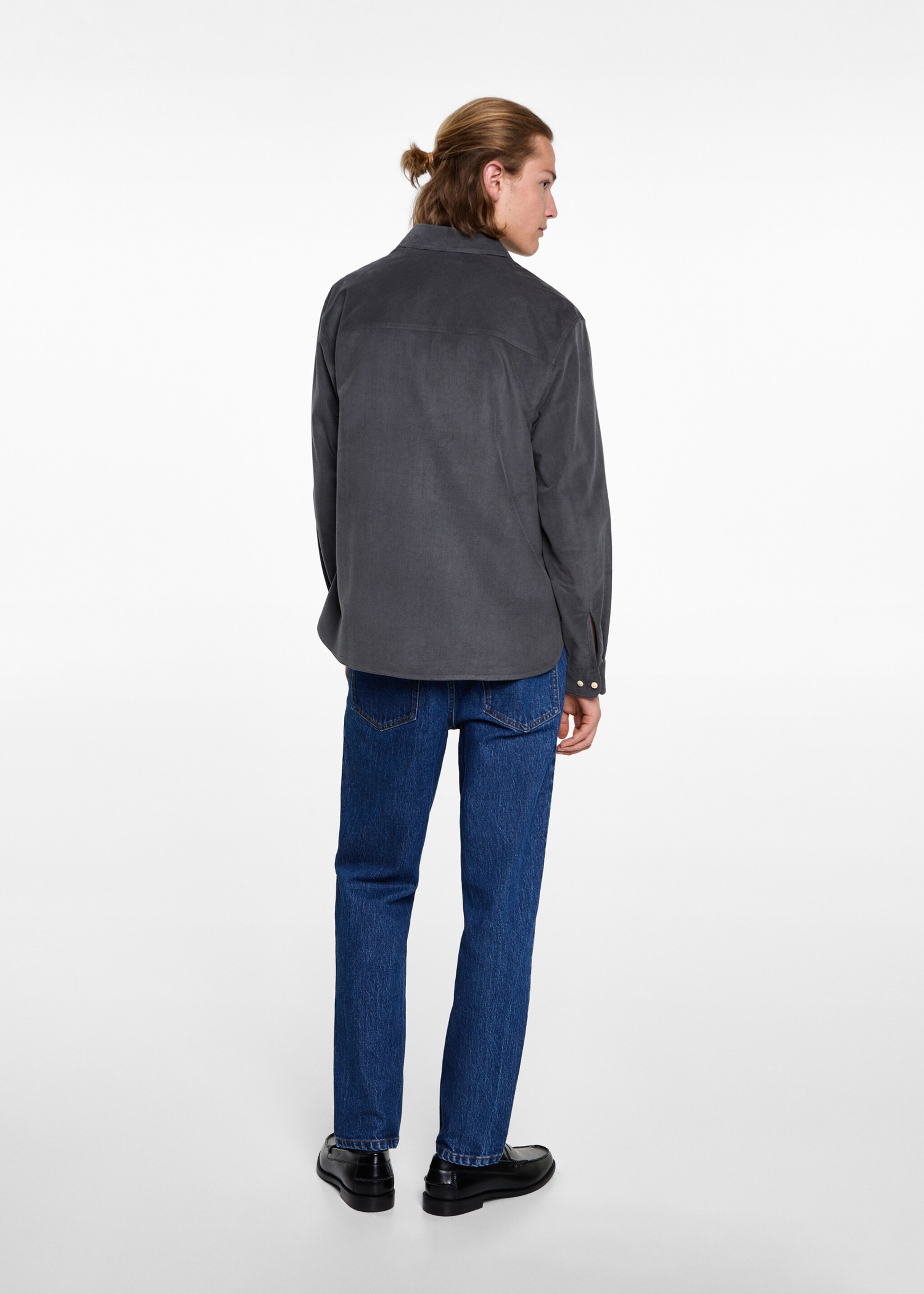 Corduroy regular fit overhemd - Achterkant van het artikel, Antraciet. Ref: 77067673-00.