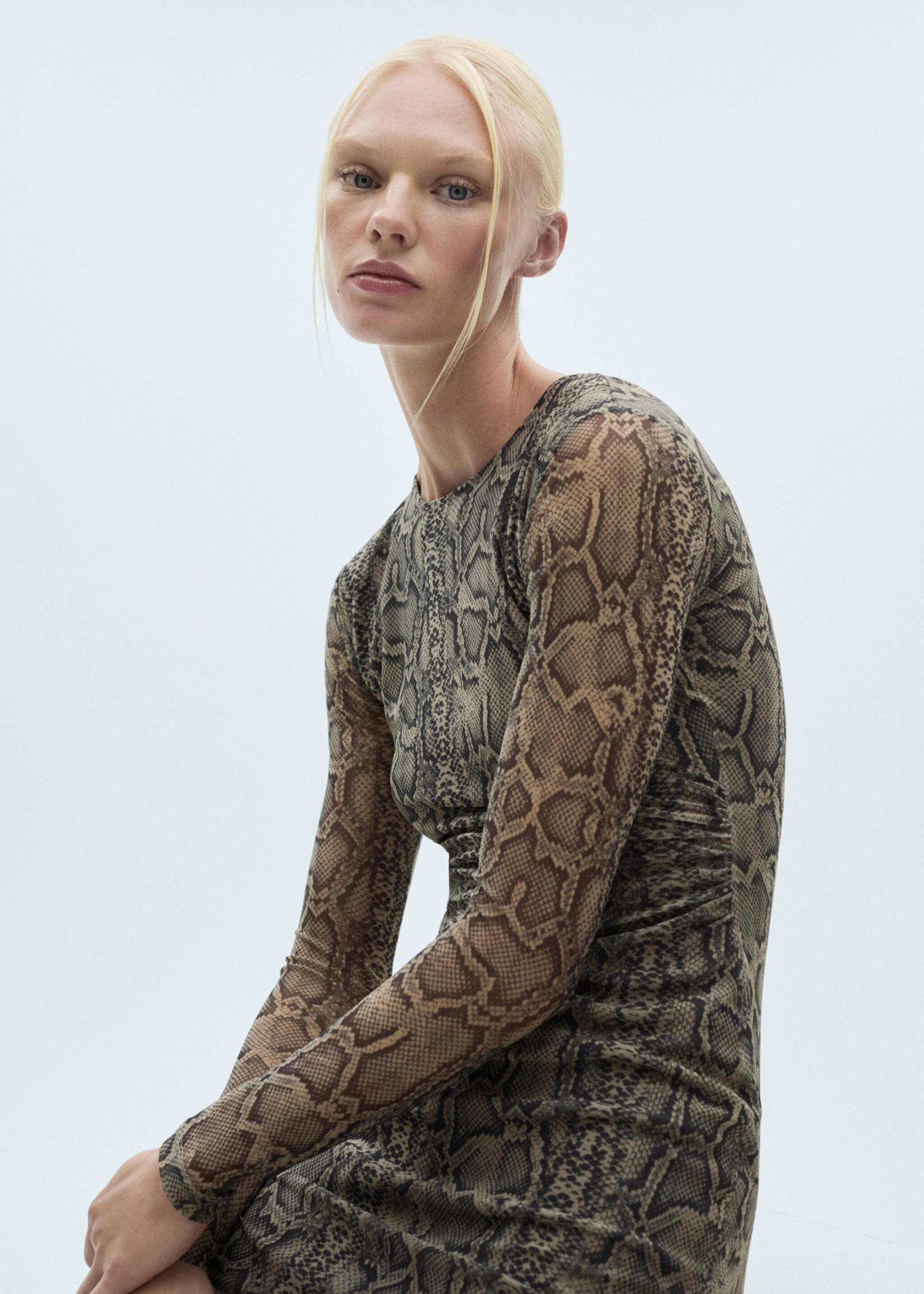 Animal-print mesh dress - Medium plane, Grey. Ref: 77067677-00.