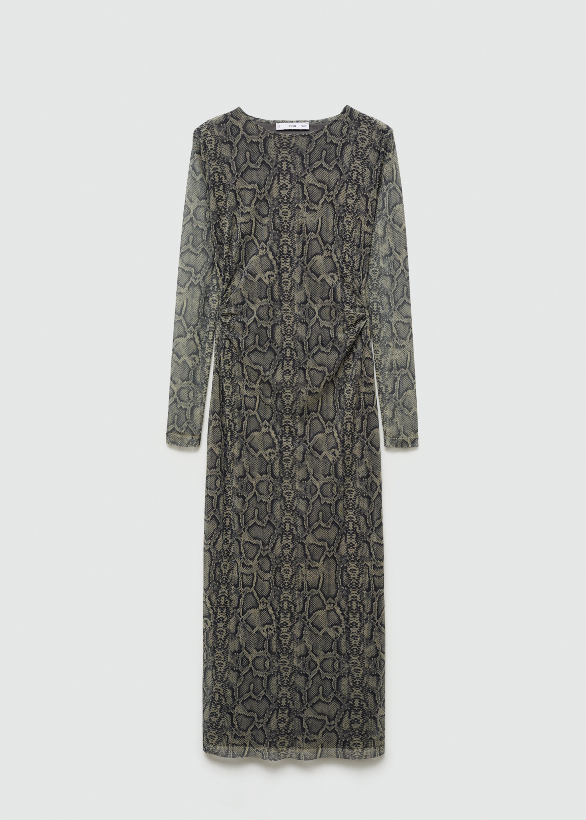Animal-print mesh dress - Article without model, Grey. Ref: 77067677-00.