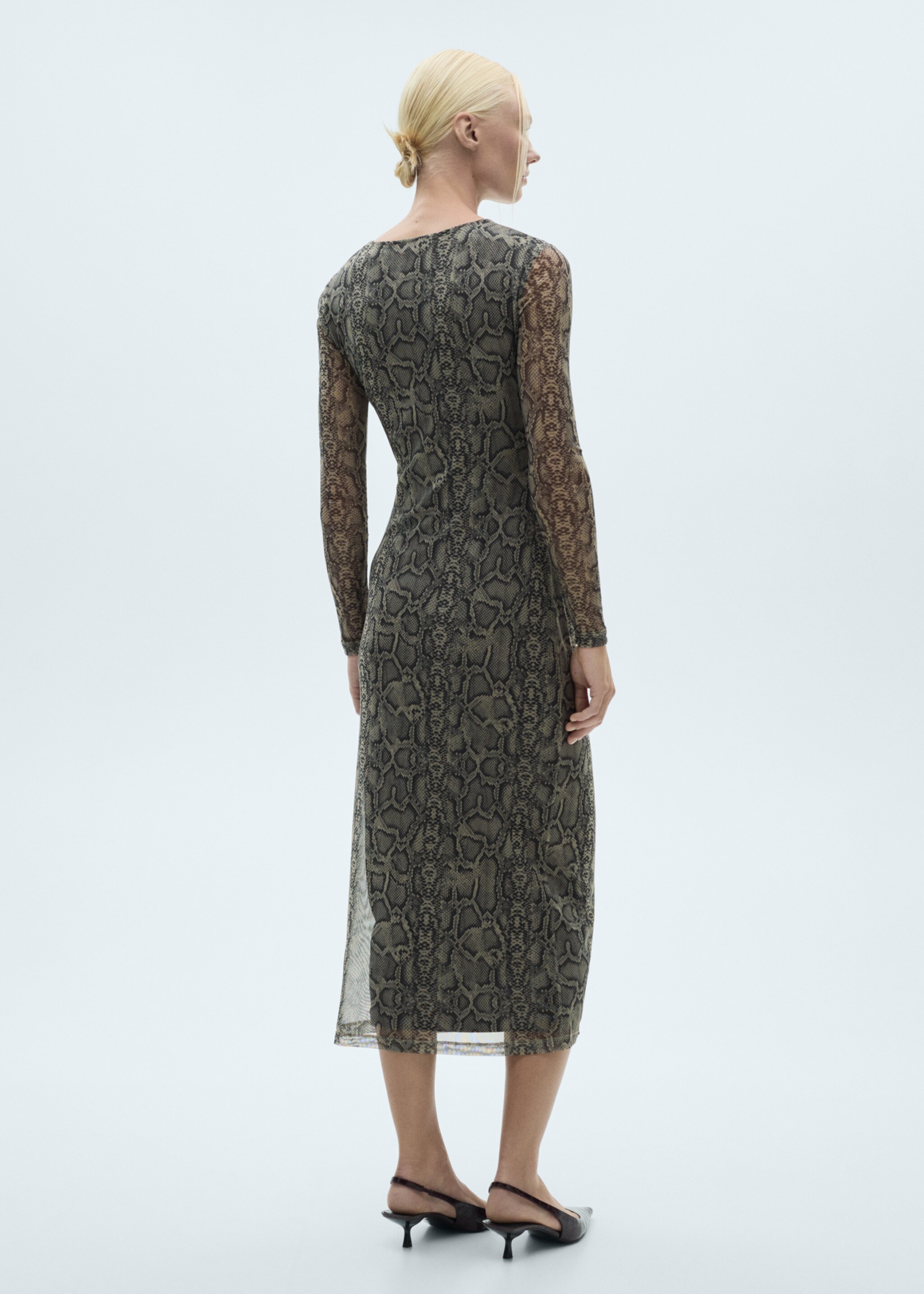 Animal-print mesh dress - Reverse of the article, Grey. Ref: 77067677-00.